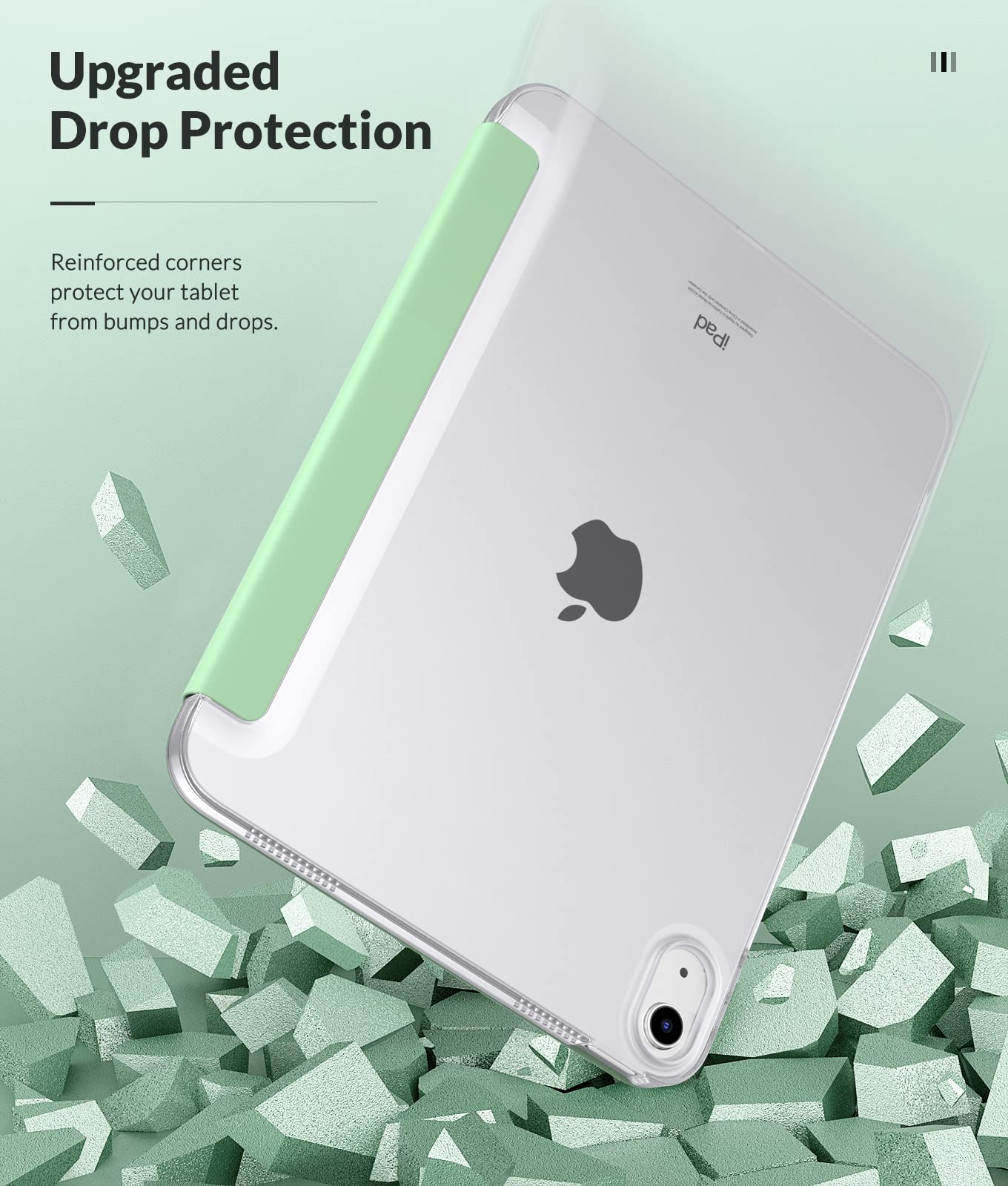 MoKo iPad Case for 11th Gen (2025) & 10th Gen (2022) - Slim Protective Cover with Frosted Translucent TPU Back, Auto Sleep/Wake, Touch ID Compatible - Perfect for Work, School & Travel (Green)