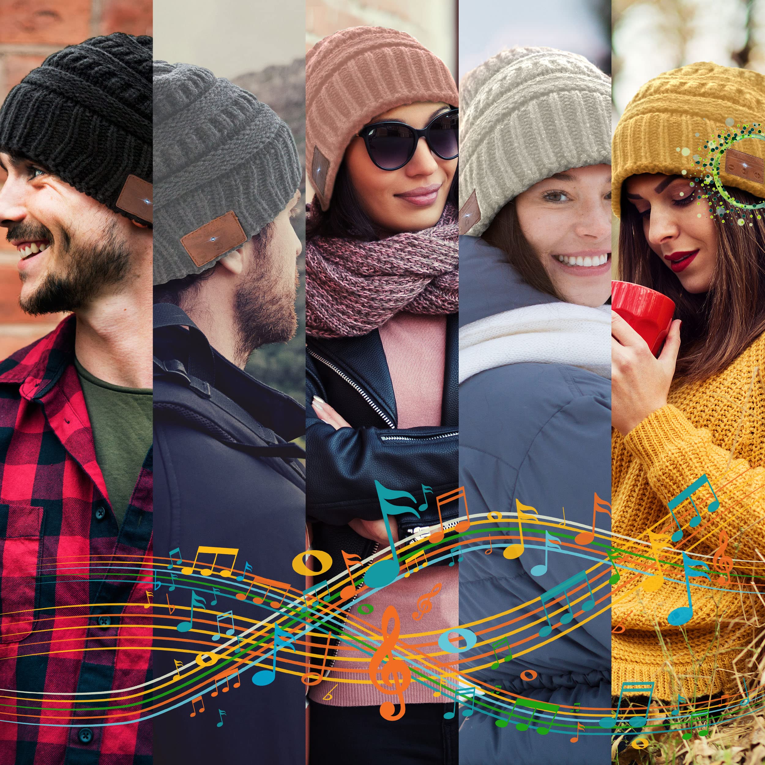 Soundbot Bluetooth Wireless Knit Beanie Headset with Built-in Mic - 5Hr Playtime & 7Hr Talk Time for Hands-Free Calling & Music | Perfect for Winter Sports, Commuting & Outdoor Activities