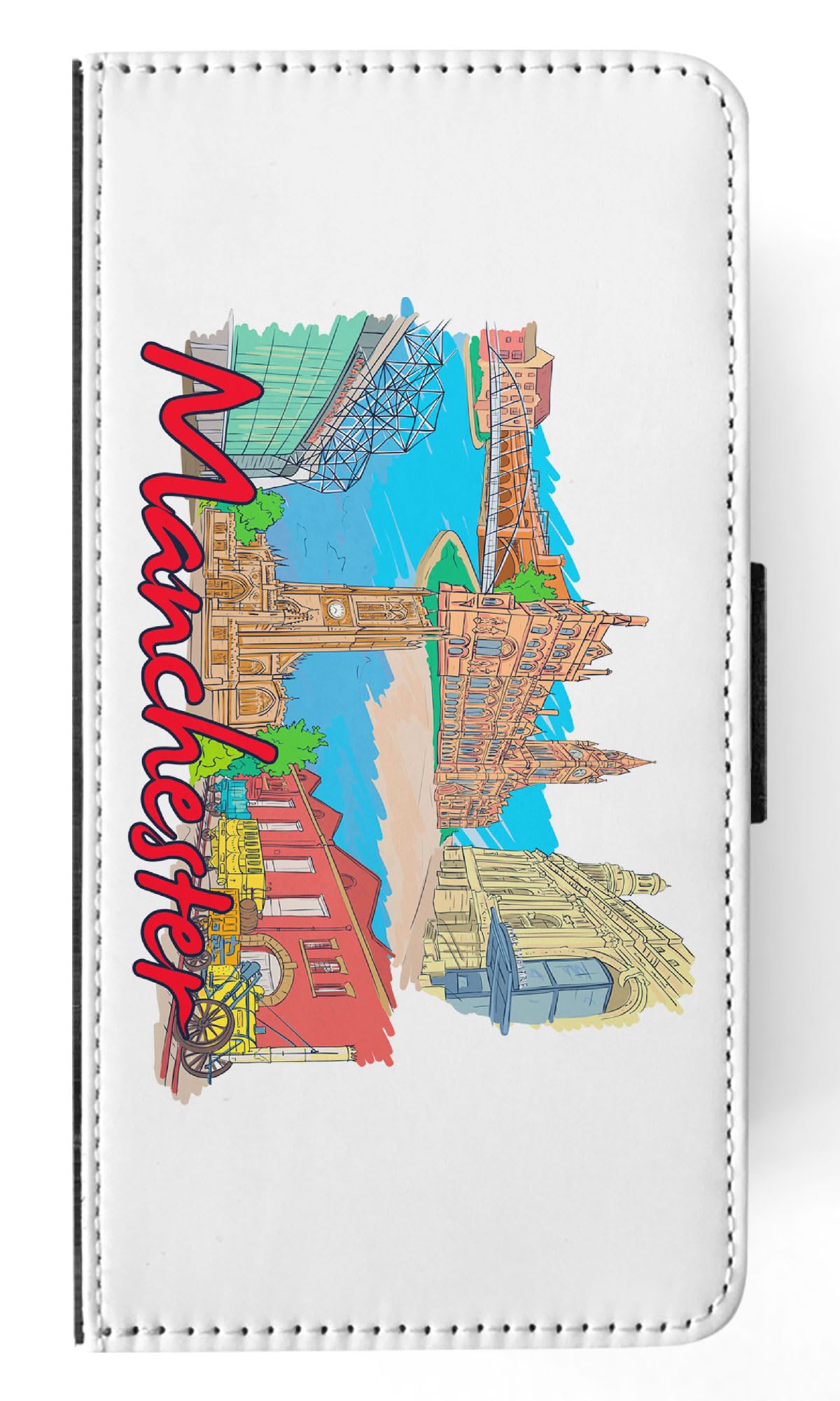 Manchester England FLIP Wallet Phone Case for Samsung Galaxy S23 Ultra - Premium Leather Card Holder & Kickstand (Perfect for Travel, Business & Everyday Use)