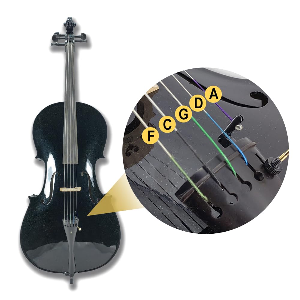 **Handmade 4/4 Acoustic Cello for Students, Beginners & Professionals – Solid Spruce Top, Maple Back – Includes Bag & Bow – 5-String Black Cello – Perfect for Practice, Performances & Orchestras**