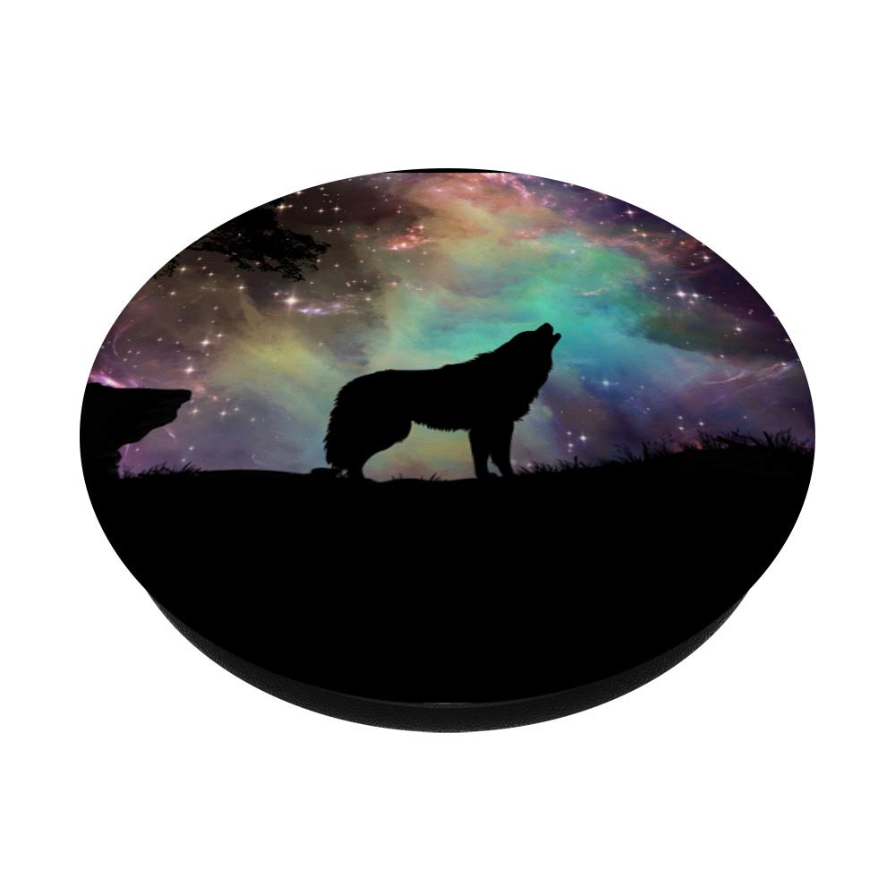 Wolf Howling at Moon with Stars & Nebula - Stunning Outer Space Nature Wall Art for Home & Office Decor