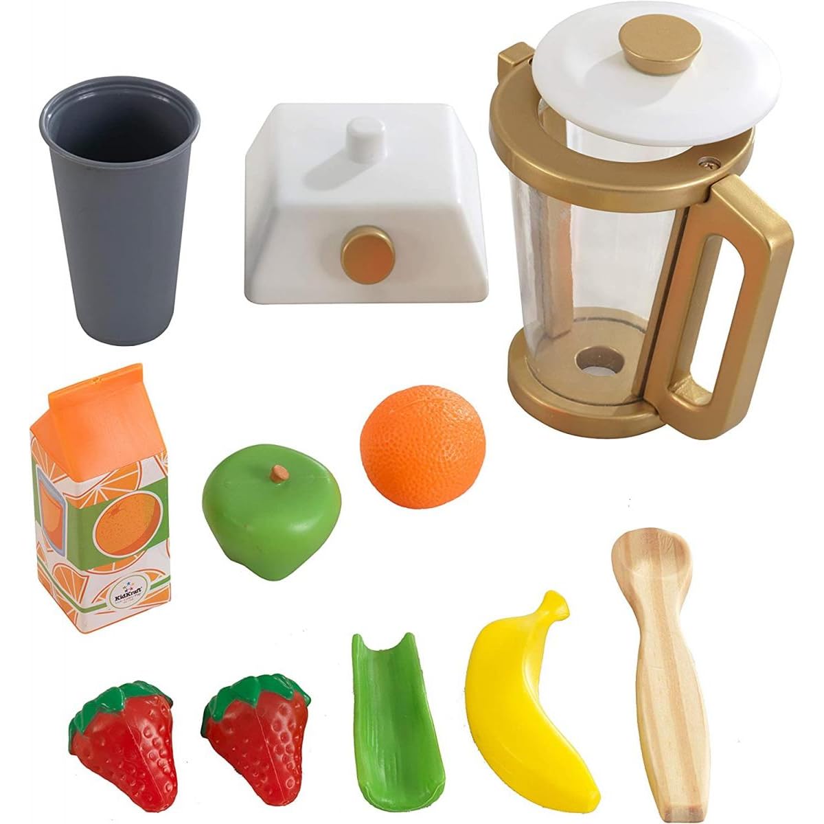 KidKraft Metallic Toy Smoothie Blender with Play Food & Accessories | Wooden Kitchen Appliance Set for Kids | Perfect Play Kitchen Accessories for Pretend Cooking & Role Play