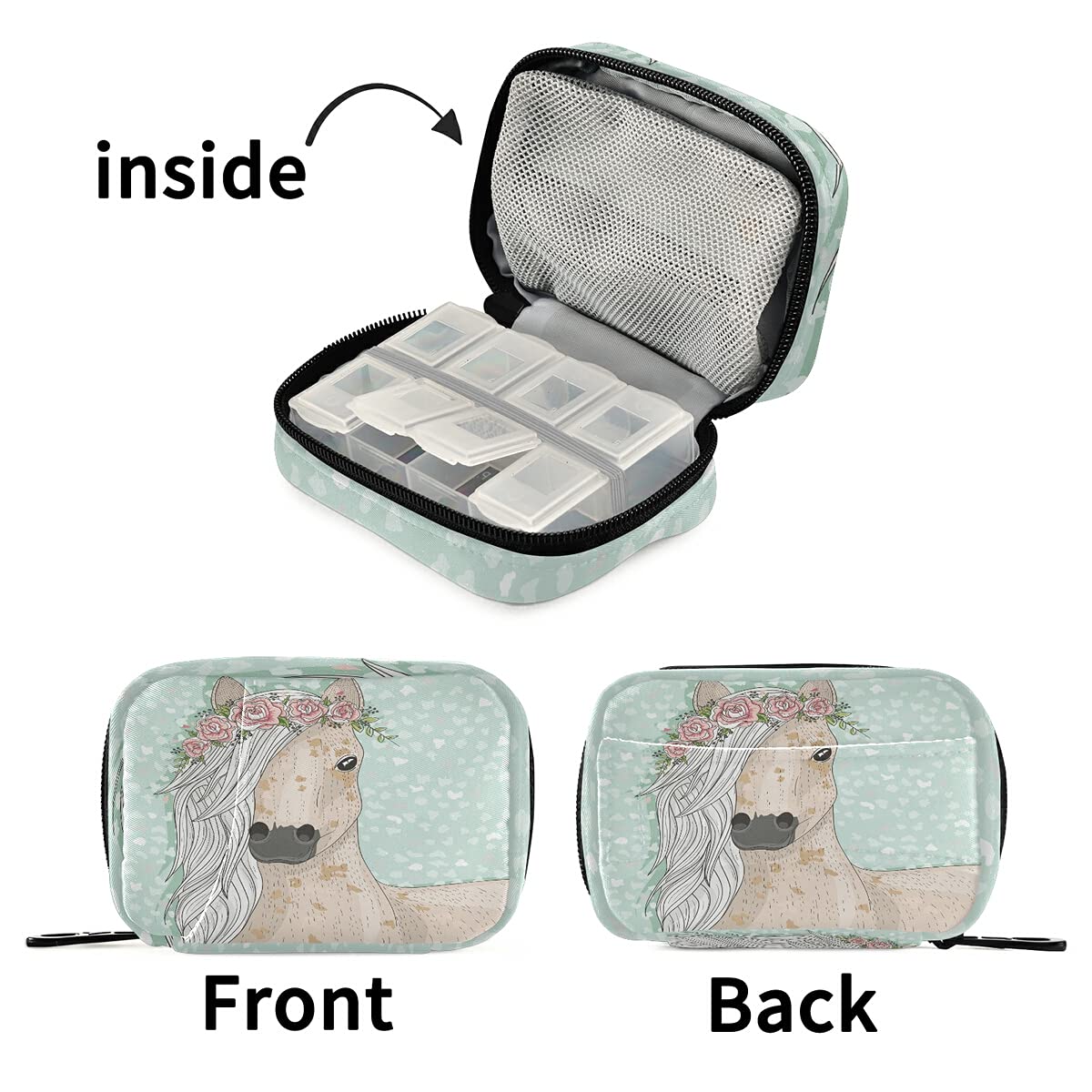 Adorable Floral Horse Fairy Tale Pill Case - Portable Medicine Organizer for Vitamins & Supplements | Perfect for Travel, Home, and Office Use