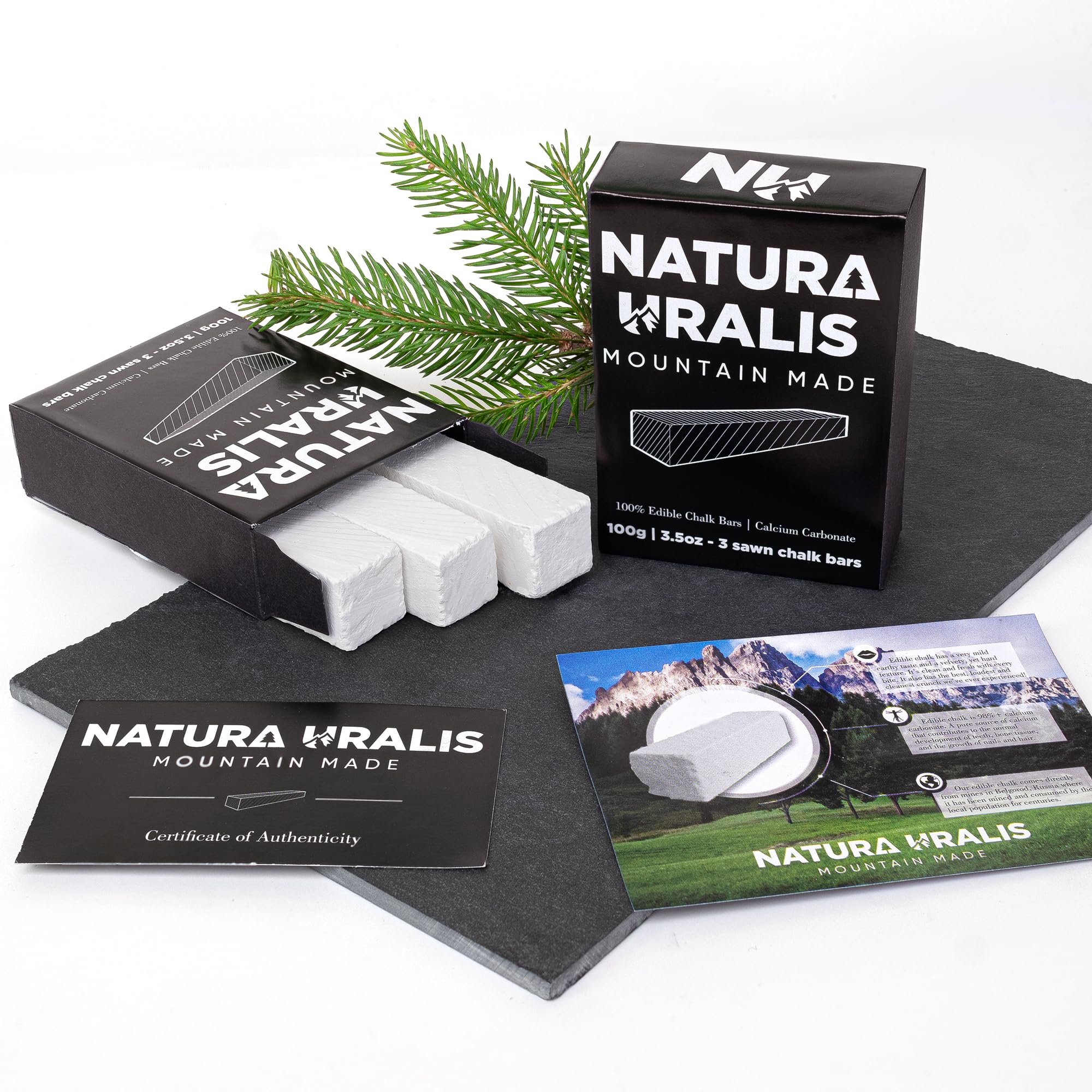 Premium Belgorod Sawn Chalk Bars - 3.5 oz Natural White Chalk (3-Pack) for ASMR, Drawing & Writing | Smooth Velvety Texture, High Calcium Carbonate Content | Perfect for Artists, Teachers & Sensory Play