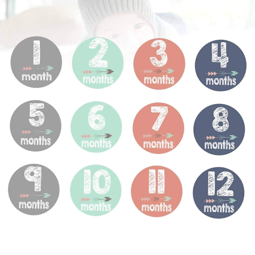 NUOBESTY 12-Piece Baby Monthly Milestone Stickers Set for Boys & Girls - Perfect for 1-12 Month Photo Shoots, Baby Showers & First Birthday Decorations