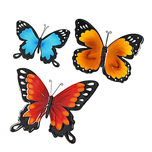 LGYKUMEG Metal Butterfly Wall Decor - 3PCS Outdoor & Indoor Garden Wall Art, Hanging Decorations for Home, Patio, and Backyard - Perfect for Garden Theme Decor and Wall Accents