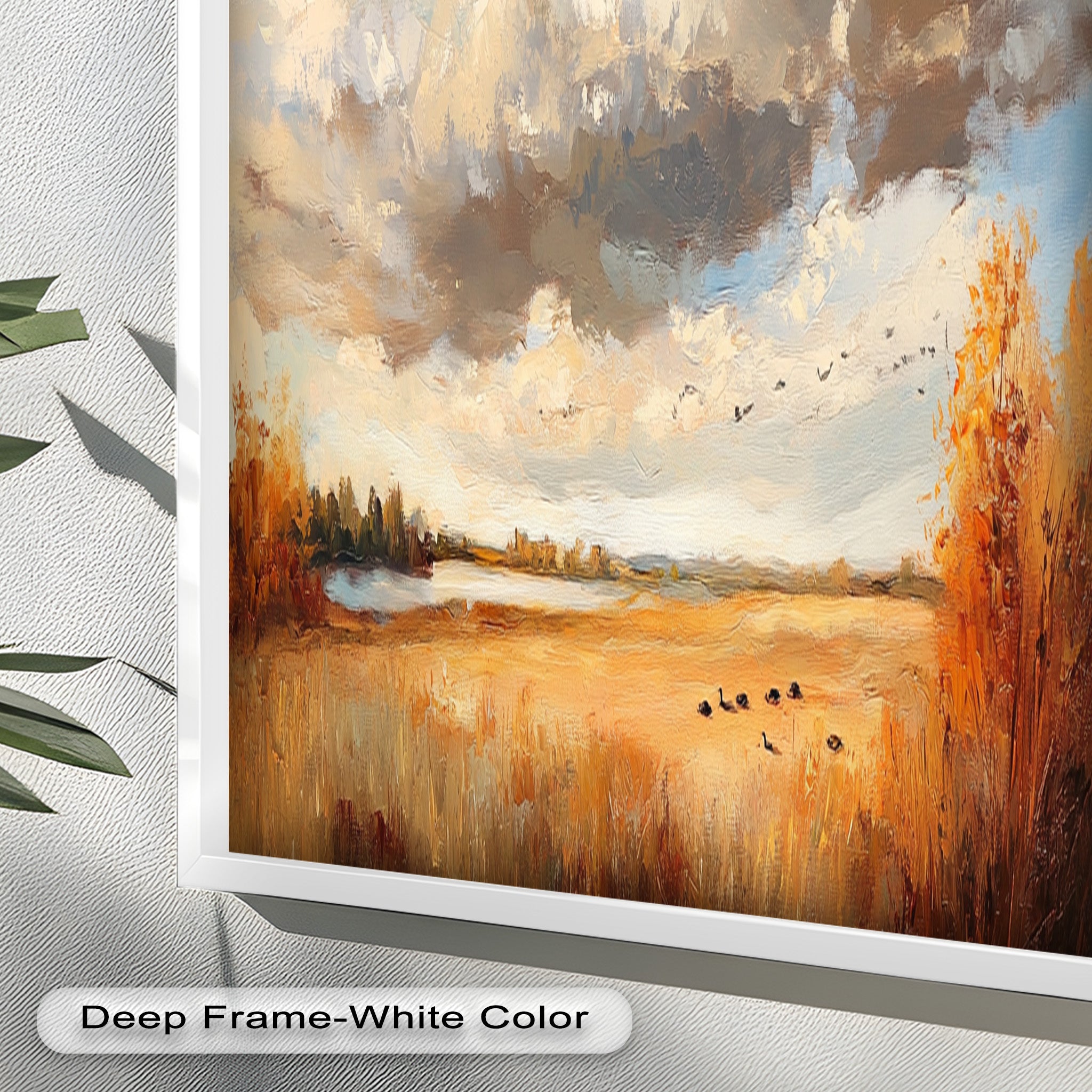 Autumn Meadow Wall Art - Handmade Impressionist Landscape Oil Painting for Living Room, Bedroom & Office Decor