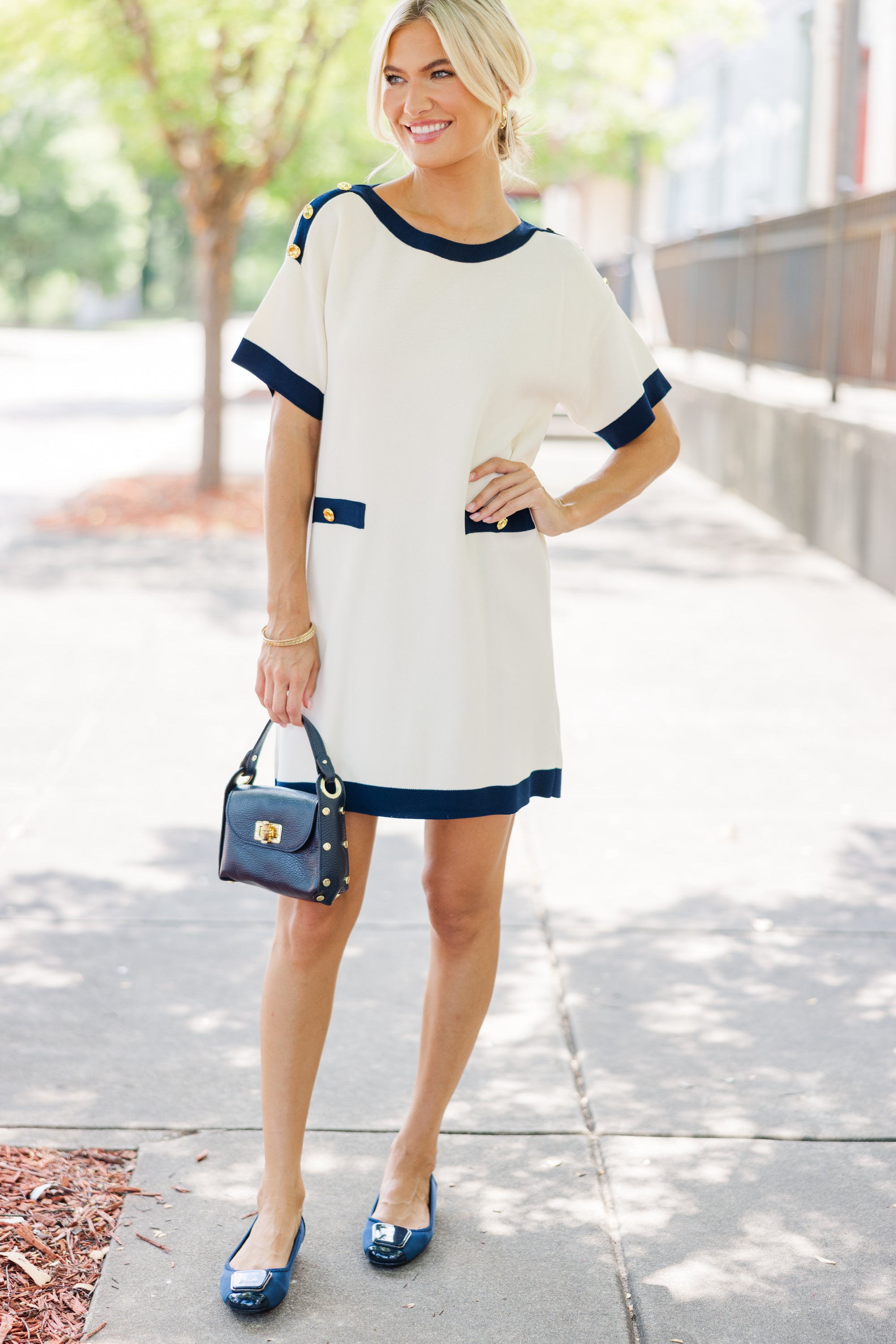 Stylish Navy Blue Dress for Women | Elegant & Comfortable | Perfect for Office, Party & Casual Wear | Coast To Coast Fashion