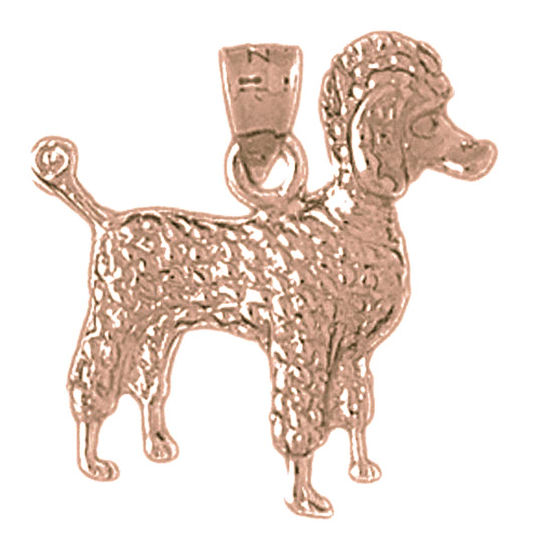 14K Rose Gold Poodle Dog Pendant Necklace - 22mm Handmade Jewelry for Women, Gift for Dog Lovers, Perfect for Valentine's Day & Anniversary
