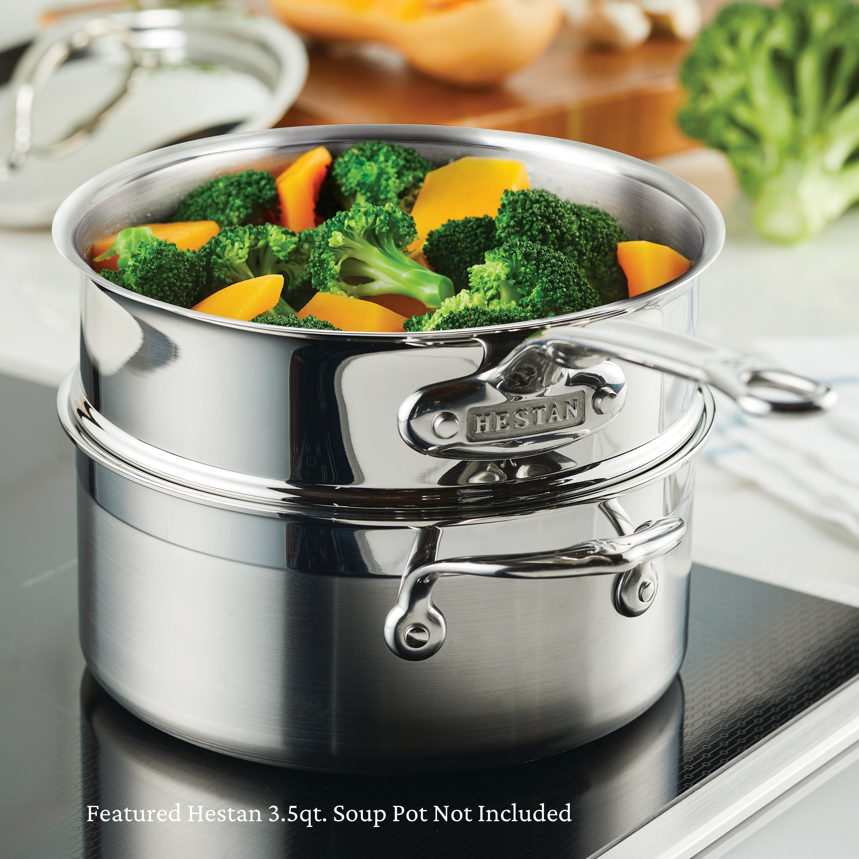 Stainless Steel Steamer Insert 3.0qt - Perfect for Cooking Vegetables, Dumplings & Seafood | Durable & Rust-Free Pot Insert for Healthy Meals