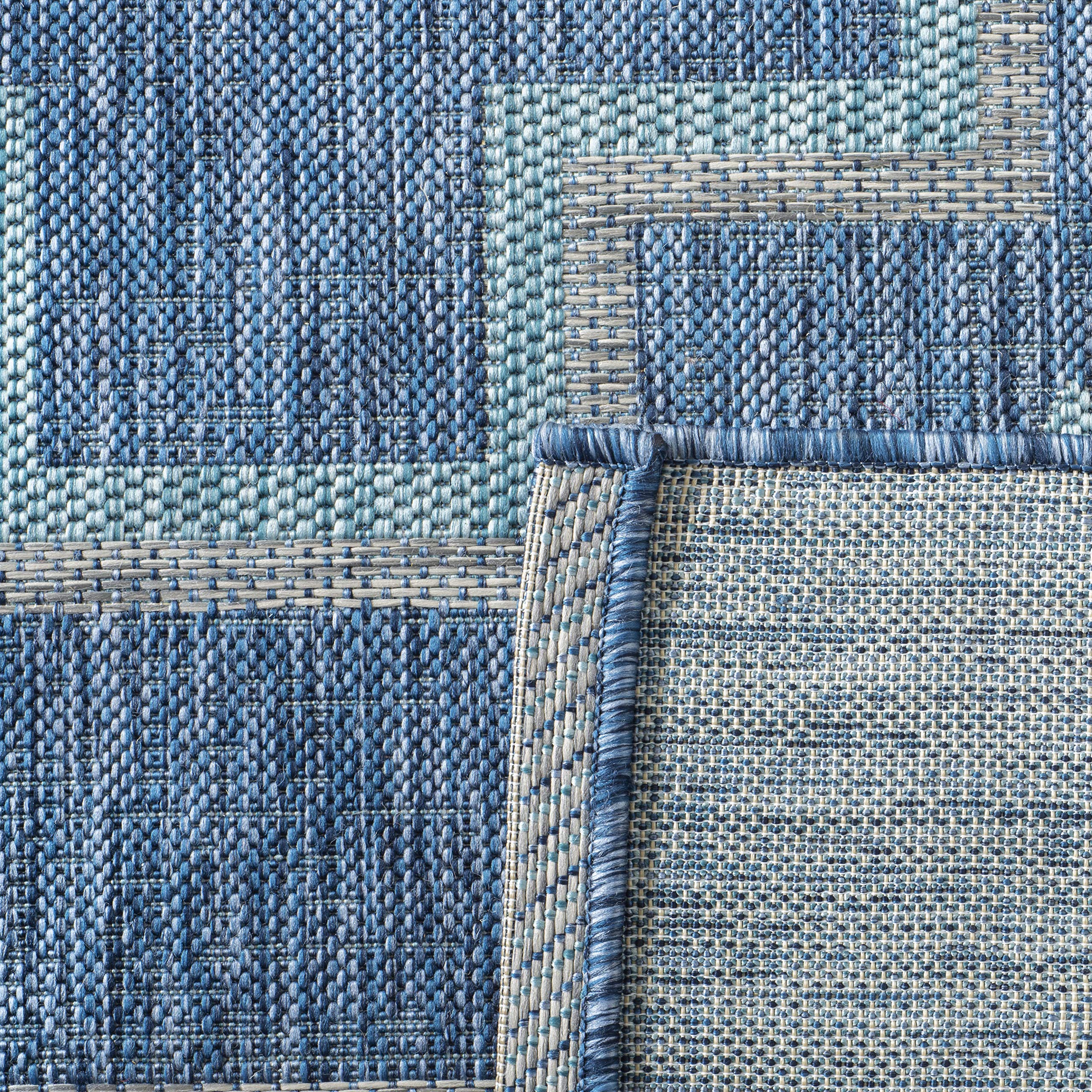 SAFAVIEH Courtyard Collection 8' x 10' Navy Blue Aqua Indoor Outdoor Rug - Waterproof, Easy Clean, Stain Resistant for Patio, Backyard, Mudroom, Deck & Poolside Use
