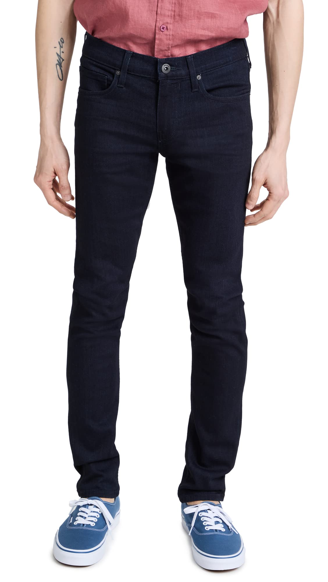 PAIGE Men's Croft Super Skinny Fit Jeans - Dark Wash Denim Pants for Slim Fit | Comfortable Stretch Denim for Casual Wear & Night Out