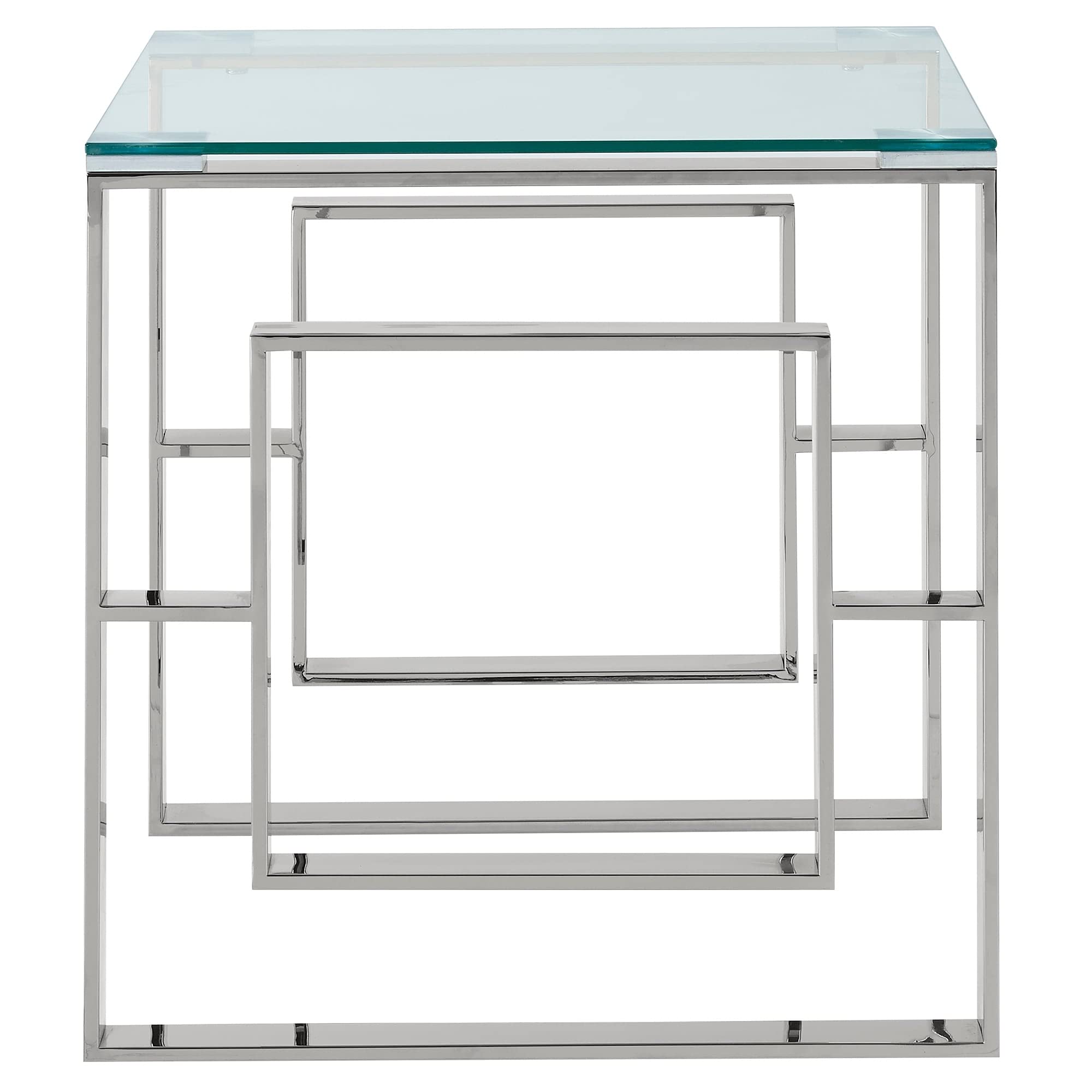 Modern Glass and Chrome Accent Side Table - Silver Finish | Stylish Living Room, Bedroom, or Office Decor