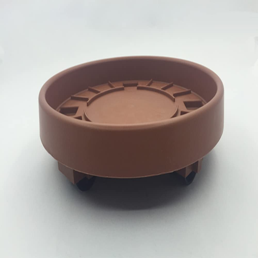 White Resin Flower Pot Tray with Concealed Pulley - 25CM Ultra-Low Chassis Plant Saucer for Indoor/Outdoor Plants - Perfect for Home Decor, Garden, and Balcony Use
