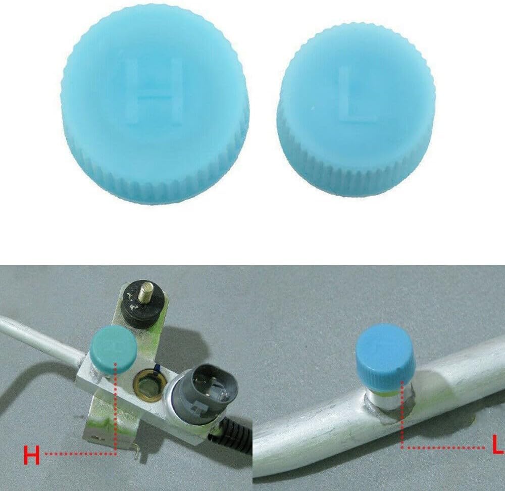 2Pcs Blue R134a AC Valve Caps - Leakproof High & Low Pressure Replacement Caps for Car Air Conditioning System | Automotive AC Charging Port Protection | Perfect for DIY Car Maintenance & AC Service