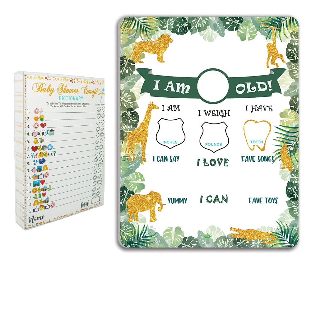 Baby Shower Games & Milestone Board Set - Gender Neutral Newborn Photo Props & Party Activities for Boys & Girls | Perfect for 1st Birthday, Monthly Photos & Nursery Decor
