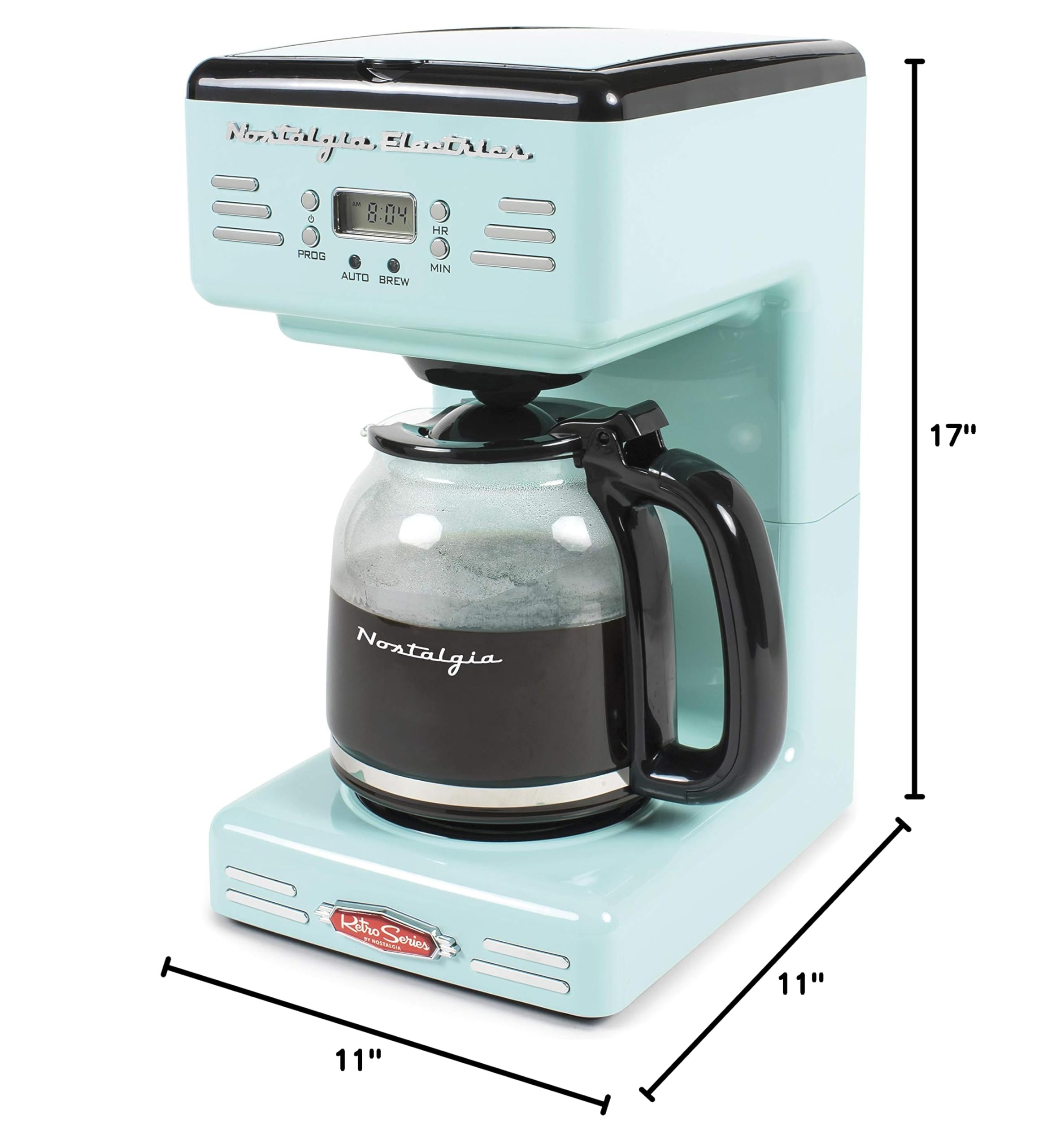 Vintage 12-Cup Programmable Coffee Maker & 2-Slice Wide Toaster Set - Retro Kitchen Appliances for Home, Office & Breakfast Nook