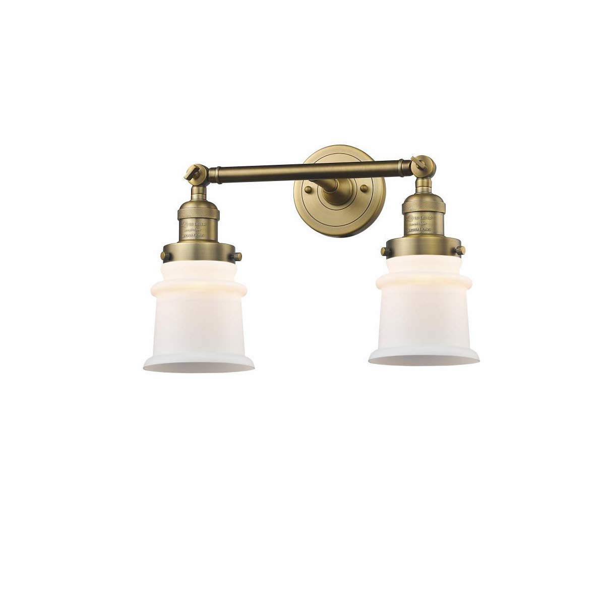 Brushed Brass Bathroom Vanity Light Fixture - 17 Inch Wide 2-Light Sconce with Steel/Cast Brass/Glass Medium Base - Perfect for Modern Bathroom, Powder Room & Vanity Lighting