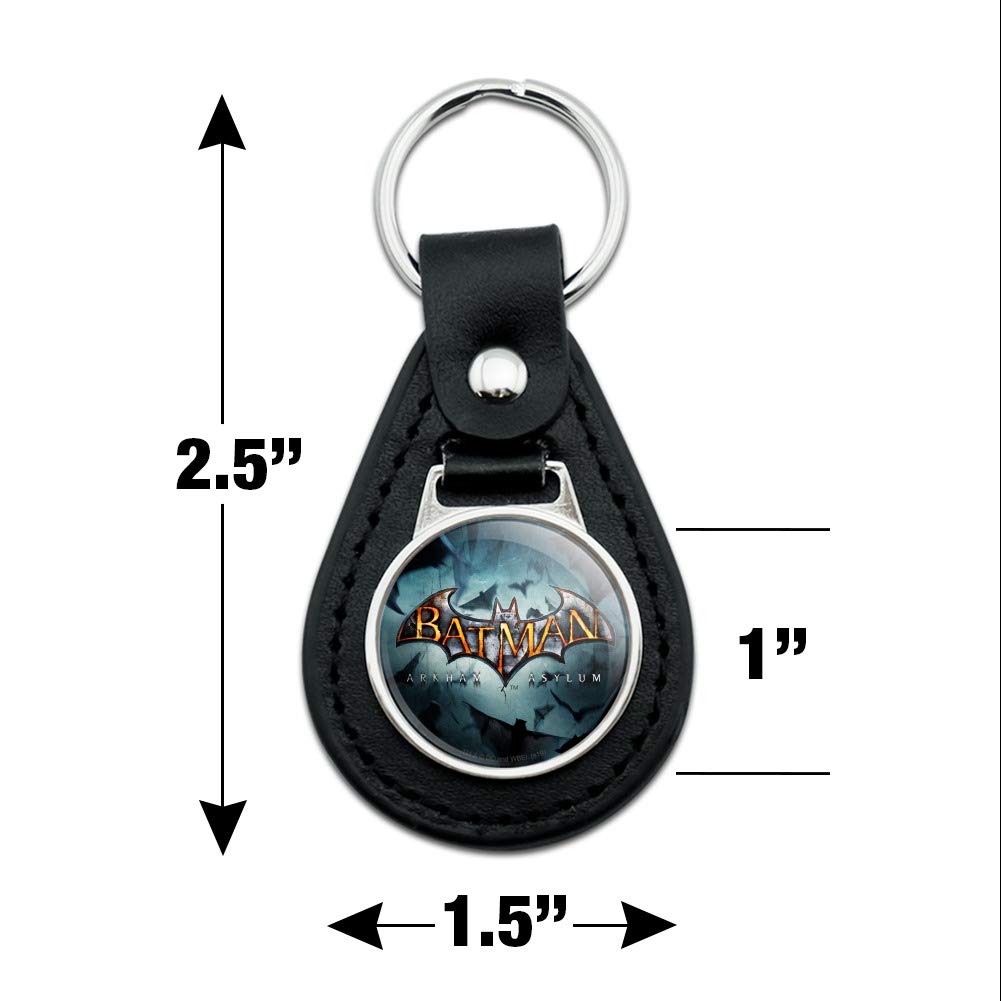 Batman Arkham Asylum Logo Keychain - Genuine Black Leather Video Game Keyring for Fans | Perfect for Cosplay, Gifts & Collectibles