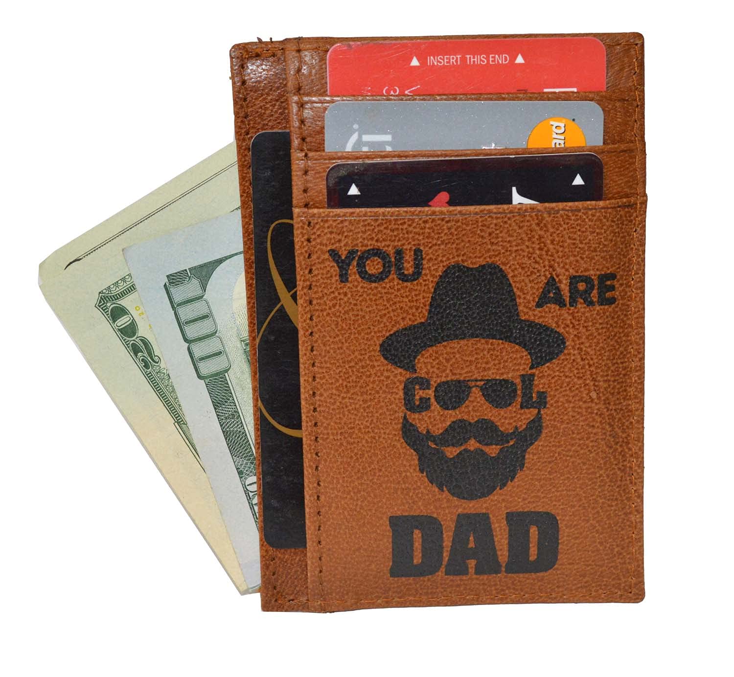 Genuine Leather Slim Credit Card Holder Wallet with ID Window - RFID Blocking, Minimalist Design - Perfect Gift for Dad, Men, Husband - Ideal for Travel, Business, and Everyday Use