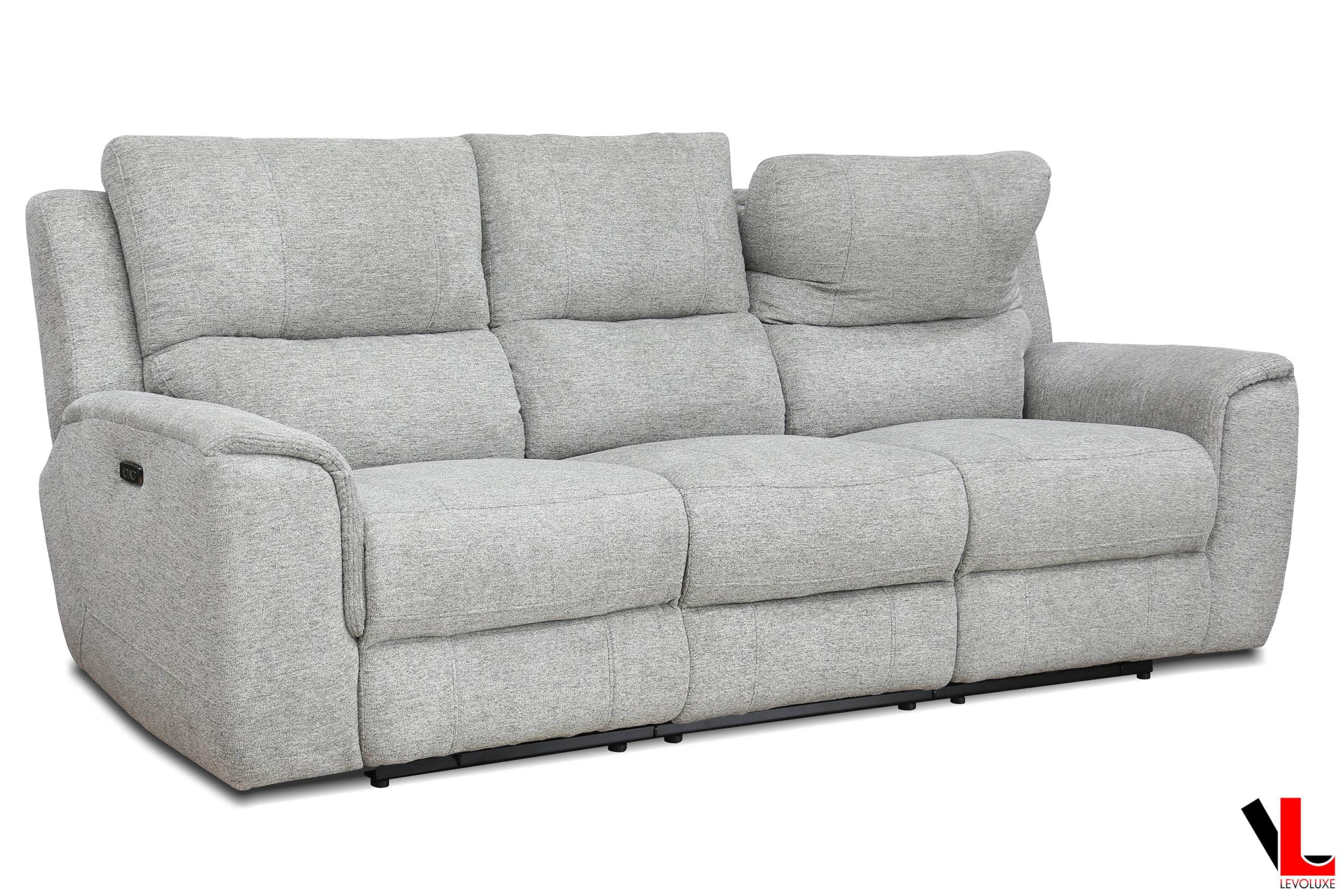 Sentinel 2-Piece Power Reclining Sofa and Loveseat Set with Adjustable Headrests in Tweed Ash Fabric - Perfect for Living Room, Home Theater & Family Movie Nights