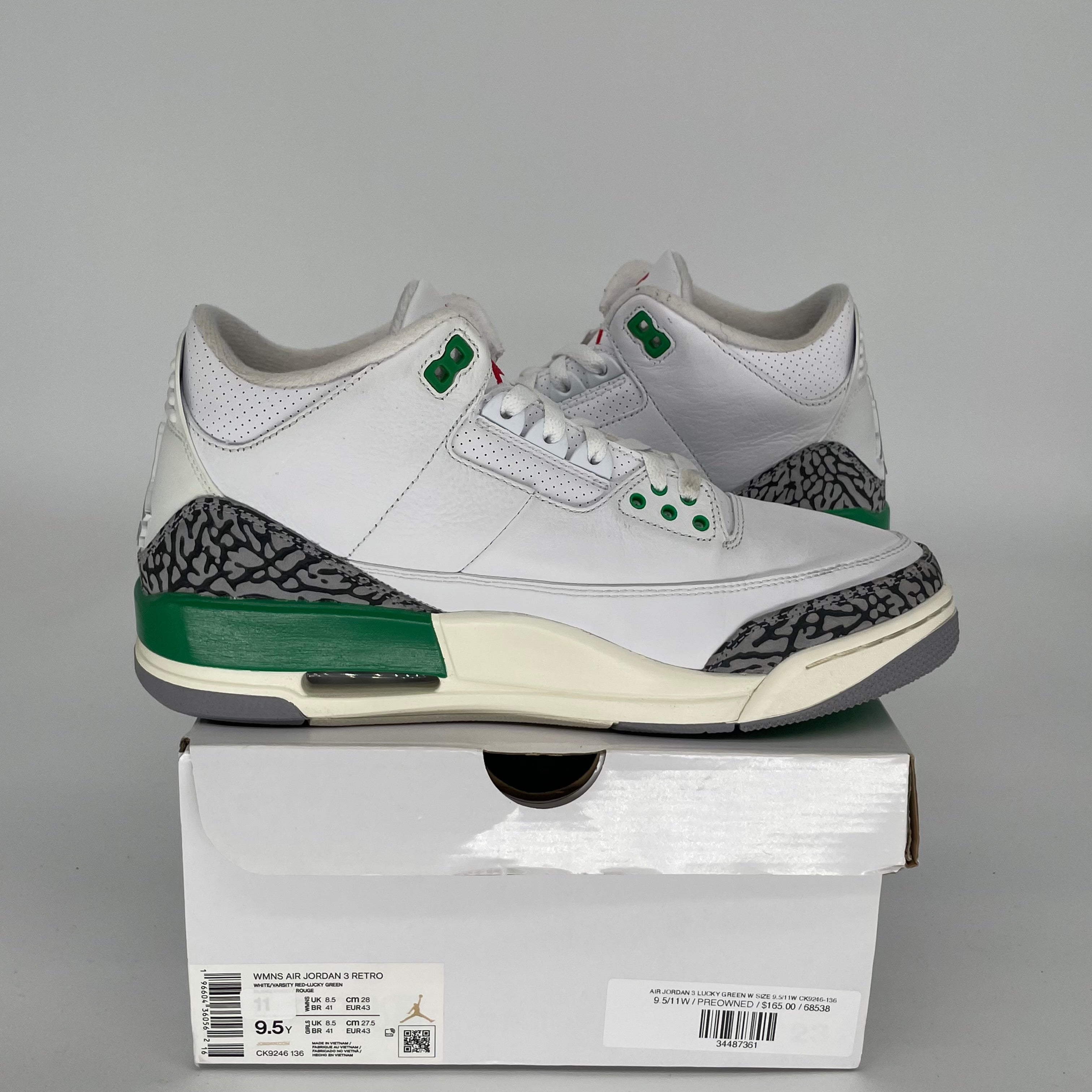 AIR JORDAN 3 LUCKY GREEN Women's Basketball Shoes Size 9.5/11W - Style CK9246-136 | Retro Sneakers for Running, Gym & Streetwear Fashion