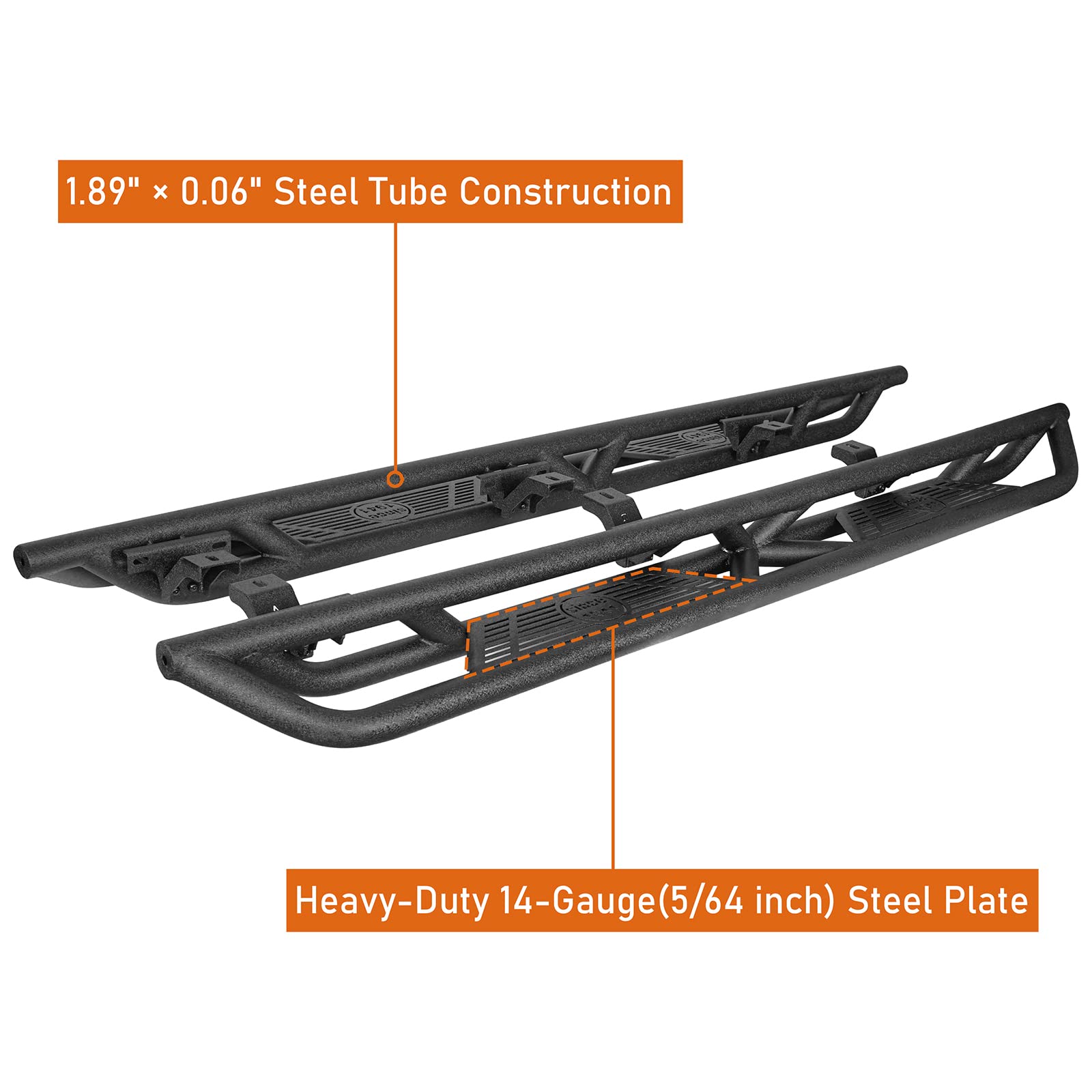 Hooke Road Gladiator Running Boards - Heavy Duty Side Step Slider Nerf Bars for Jeep Gladiator JT (2020-2025) | Off-Road Protection & Easy Entry Access | Perfect for Adventure, Camping & Daily Driving