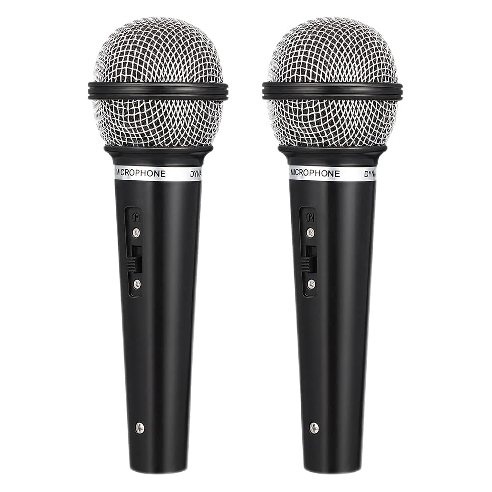 LUOZZY 2 Pack Realistic Pretend Play Microphone Toys for Kids - Black Fake Microphones for Singing, Karaoke, Role Play & Party Games - Perfect Birthday Gift for Boys & Girls