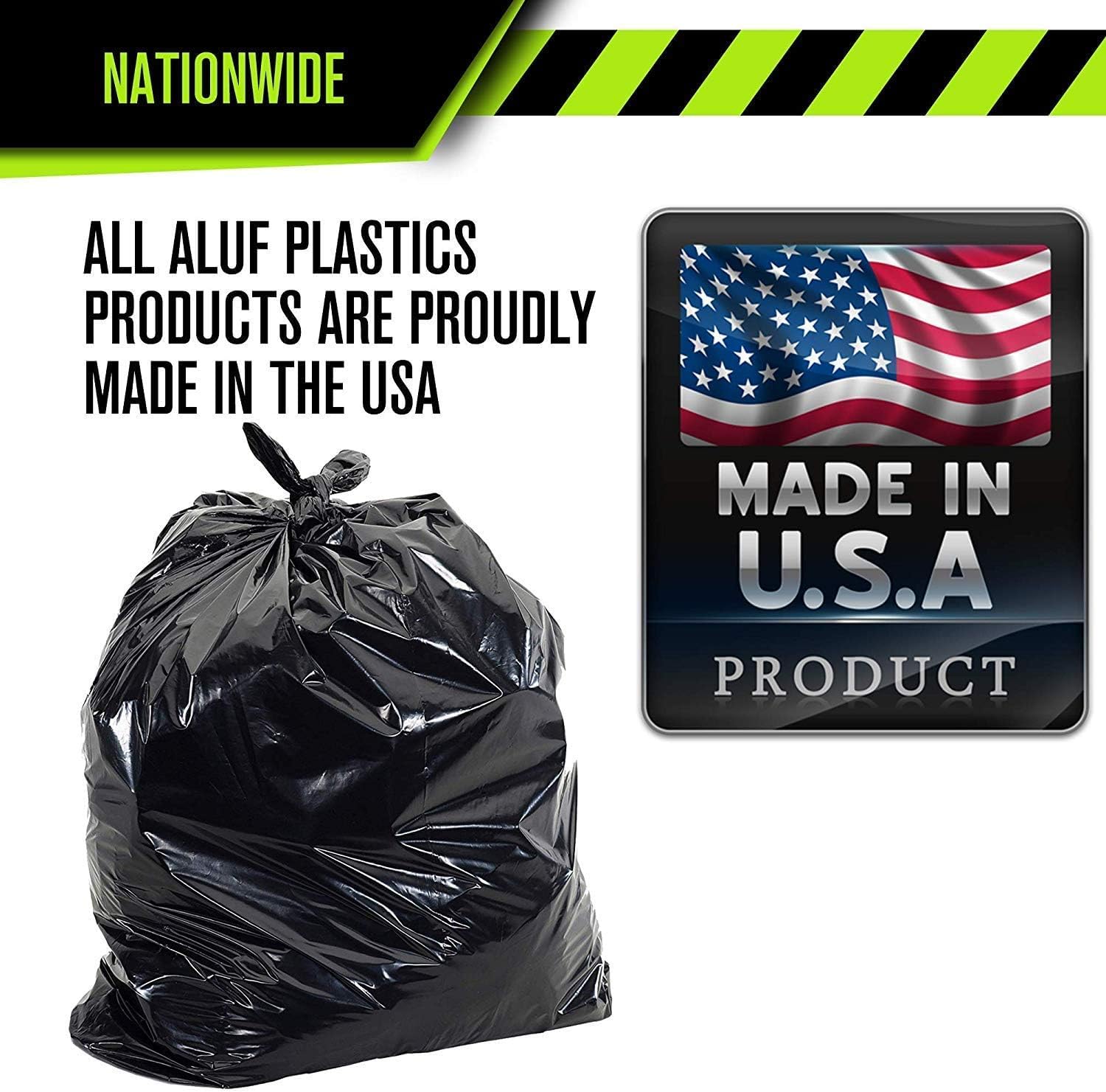 55-60 Gallon Heavy Duty Black Trash Bags - 1.8 MIL Thick, 40