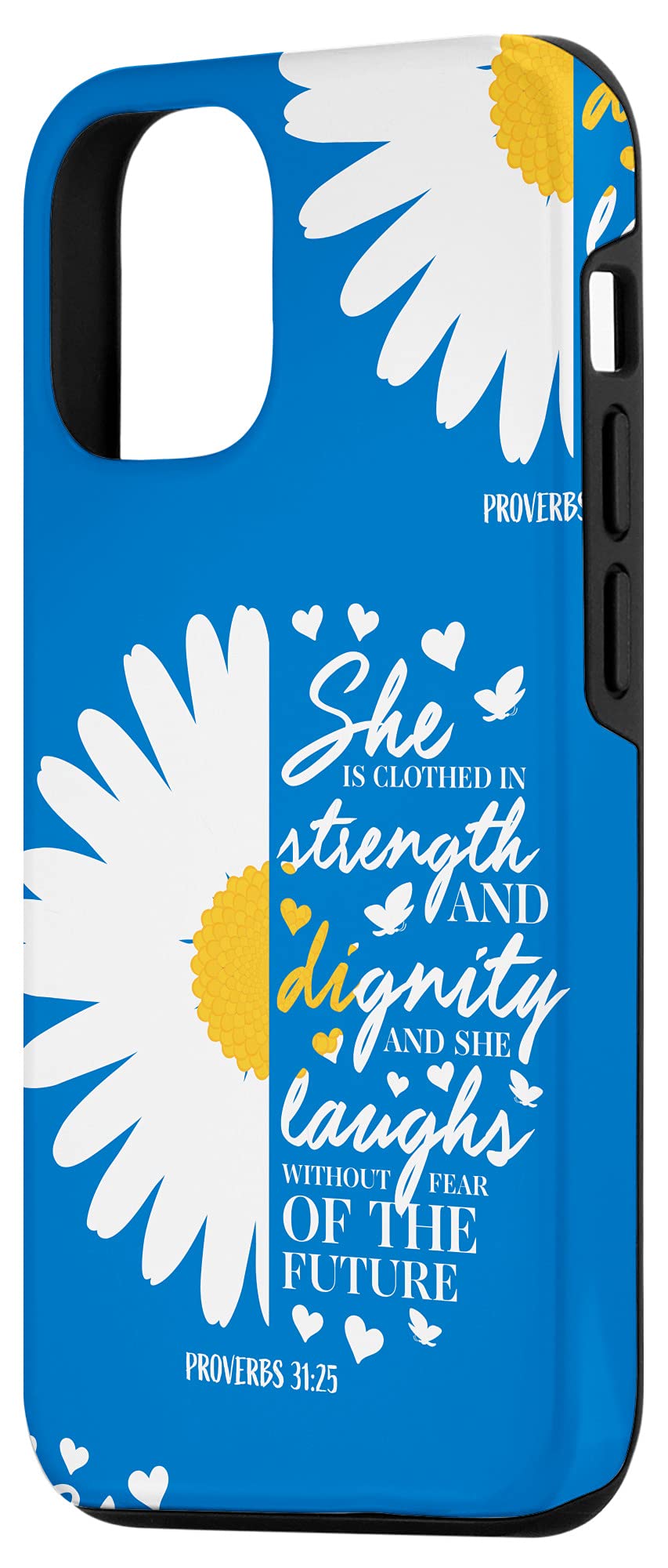 iPhone 12/12 Pro Christian Bible Verse Phone Case - Proverbs 31:25 Daisy Flower Design, Slim Protective Cover for Women - Perfect for Church, Bible Study & Daily Inspiration