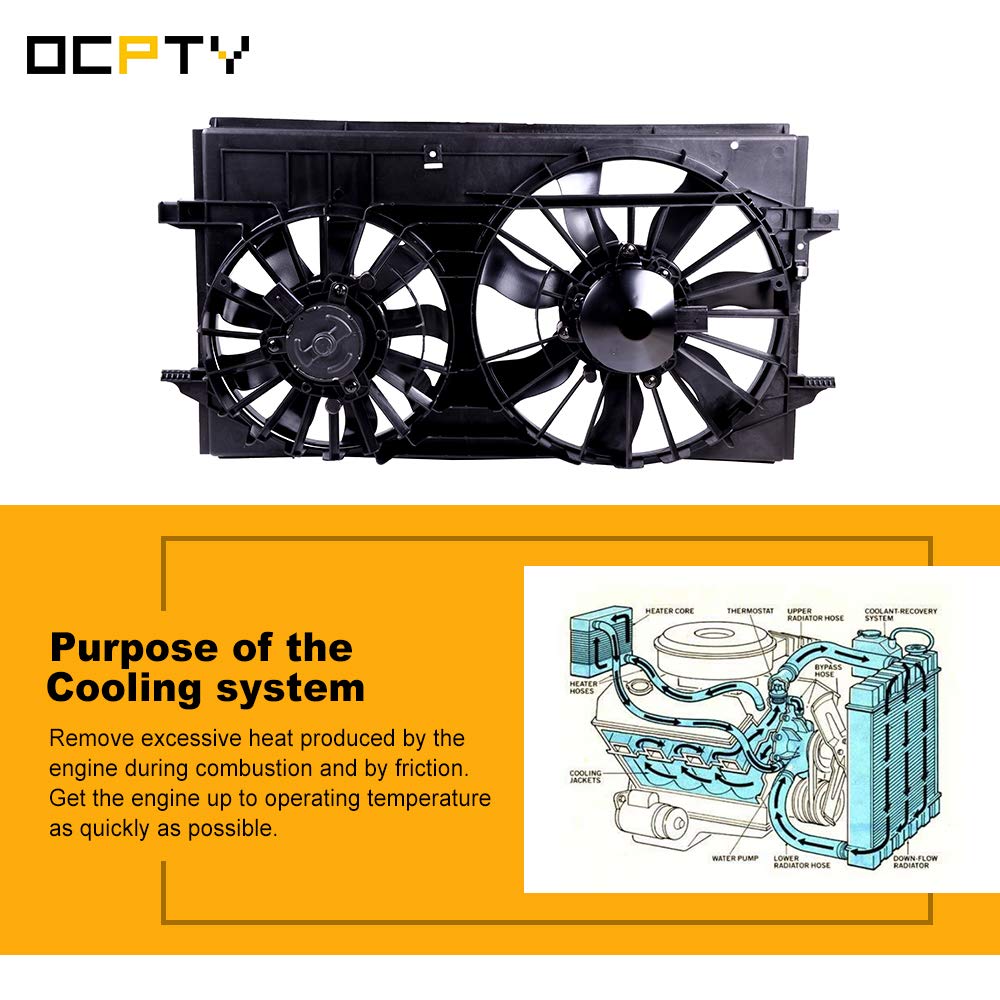 OCPTY Dual 9-Blade Cooling Fan Assembly for Chevrolet Malibu Pontiac G6 Saturn Aura - 29.9