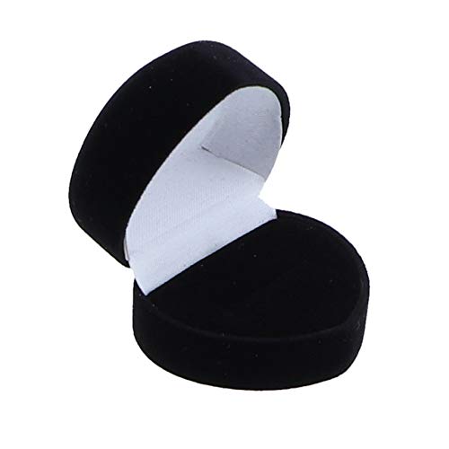Li'Shay Velvet Box Ring Holder - Black Heart Jewelry Organizer for Women | Elegant Ring Display Case for Engagement, Wedding & Travel | Perfect Gift for Brides & Jewelry Lovers