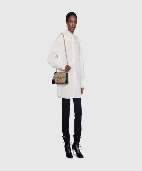 Gucci Padlock Small GG Bees Shoulder Bag in Beige & Ebony - Luxury Crossbody Purse for Women, Perfect for Date Night & Evening Events