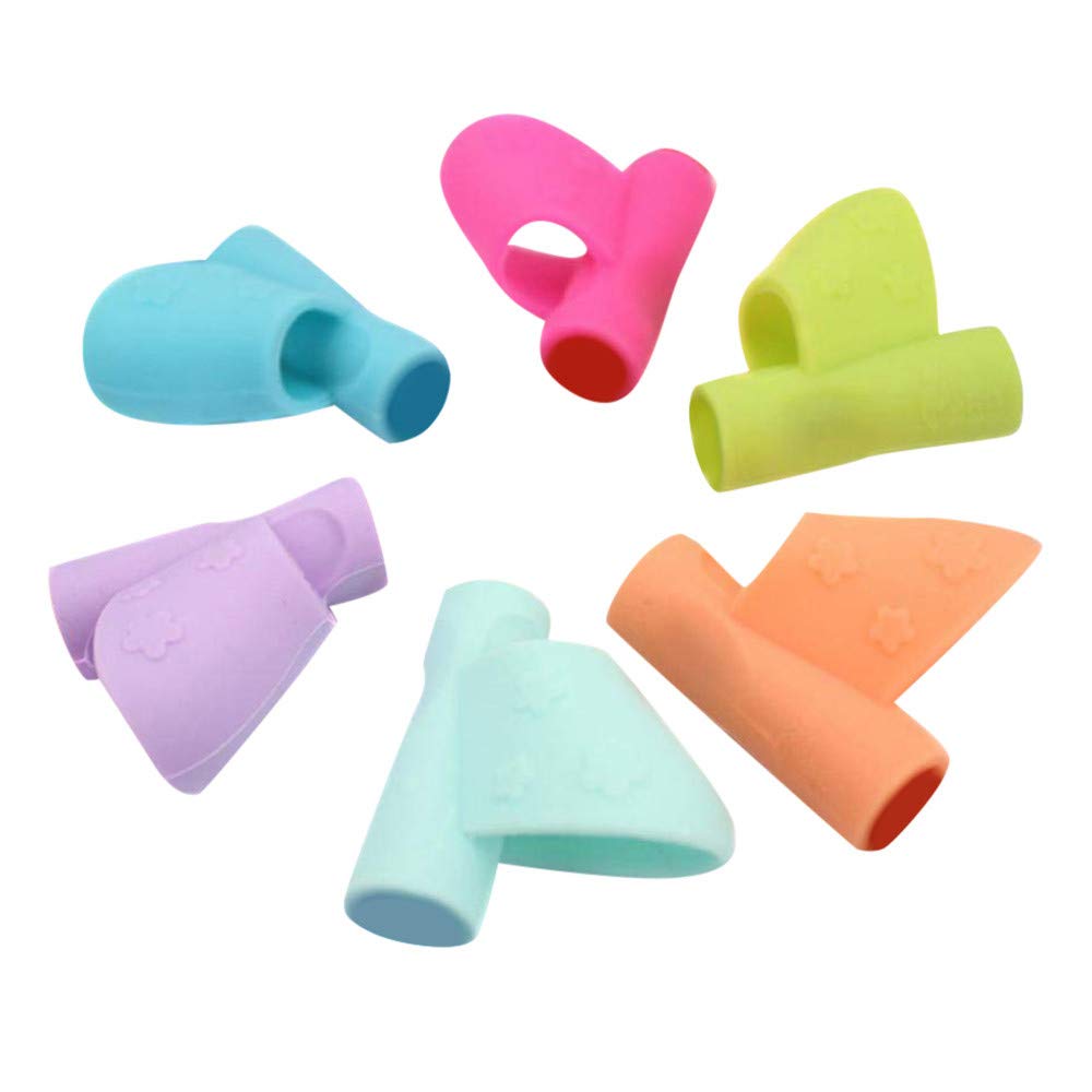 6PCS/Set Ergonomic Pencil Grips for Kids - Writing Aid Tool to Improve Pen Grip Posture, Prevent Finger Biting (Also Works for Adults) - Perfect for Classroom, Homework & Office Use