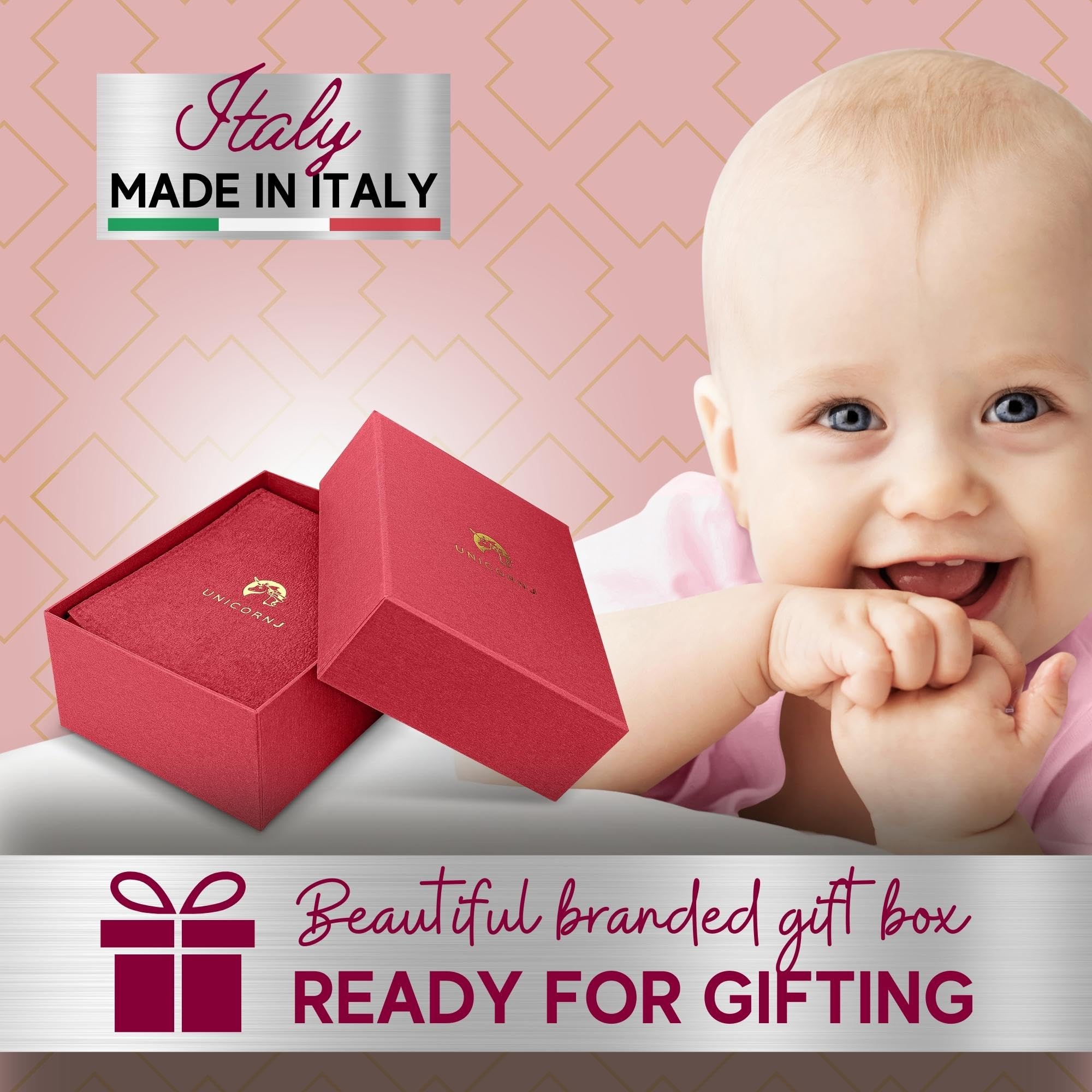 UNICORNJ Sterling Silver Baby Rattle Barbell - Engravable with Name or Initials | Handcrafted in Italy | Perfect Baby Shower Gift with Elegant Gift Box | Ideal for Newborn Keepsakes & First Birthday Presents
