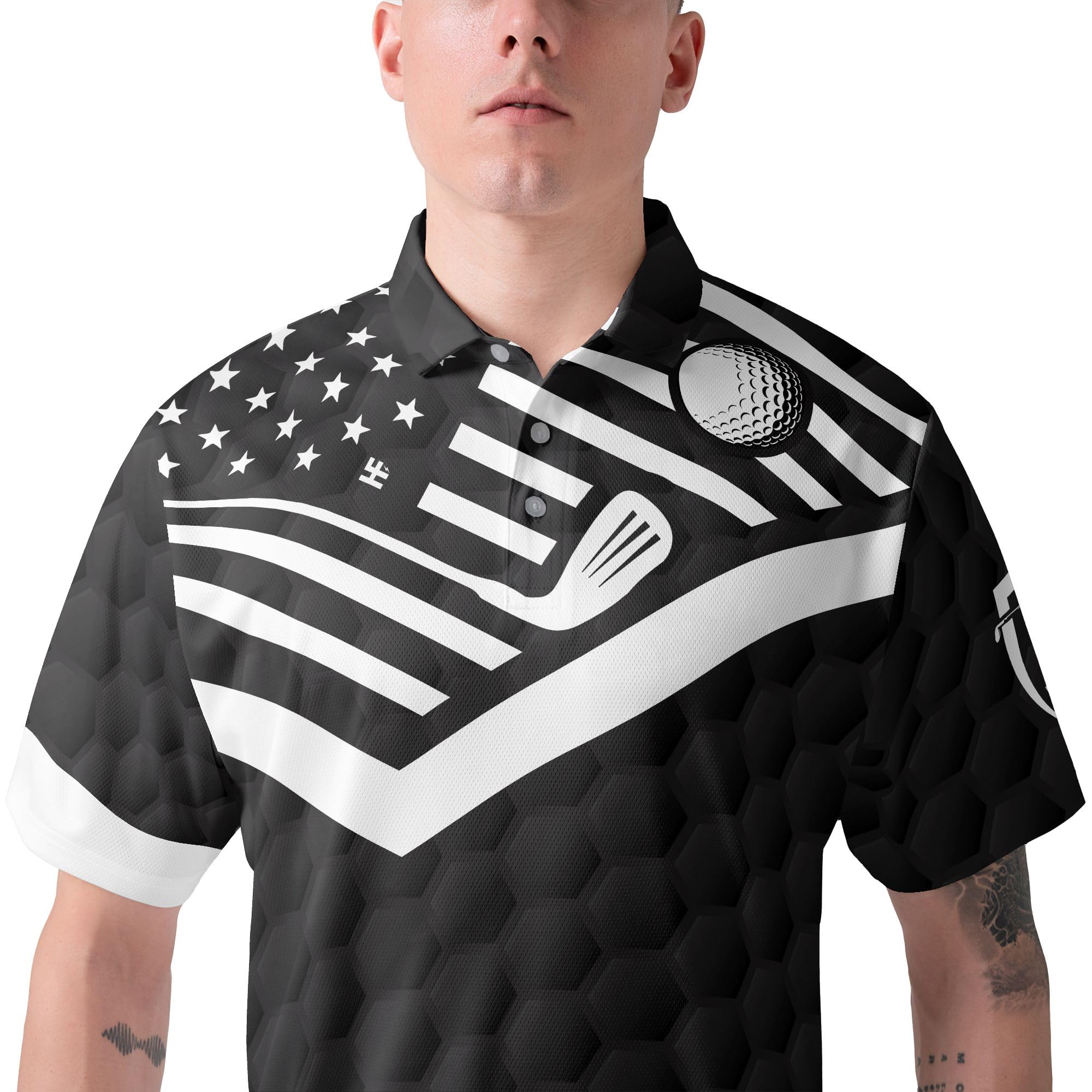 Custom Golf Polo Shirts for Men - Personalized Short Sleeve Golf Shirts with Club & Flag Design | Perfect for Golf Tournaments, Country Club Events & Casual Wear