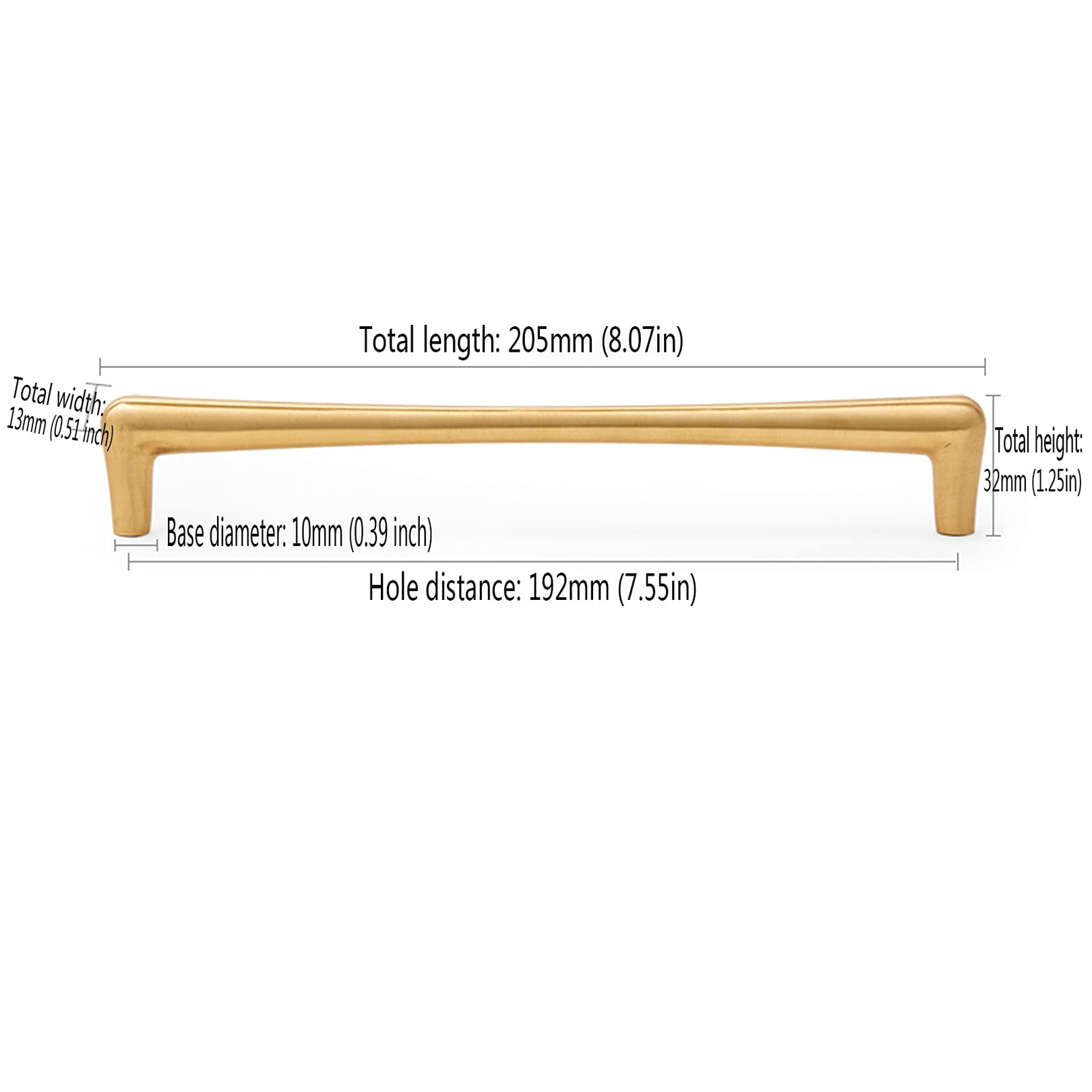 Solid Brass Cabinet Handles 2-Pack - Golden Drawer Pulls for Wardrobe & Dresser (128mm Hole) - Bathroom & Closet Hardware