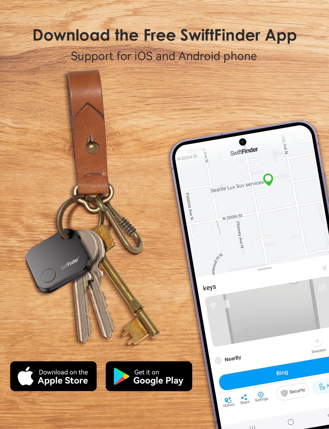 Bluetooth Tracker 4 Pack - Smart Key Finder & Item Locator for Keys, Wallets, Bags, Luggage & Pets | 300ft Range, Water Resistant, Replaceable Battery | Works with iPhone & Android | Perfect for Travel, Office & Daily Use