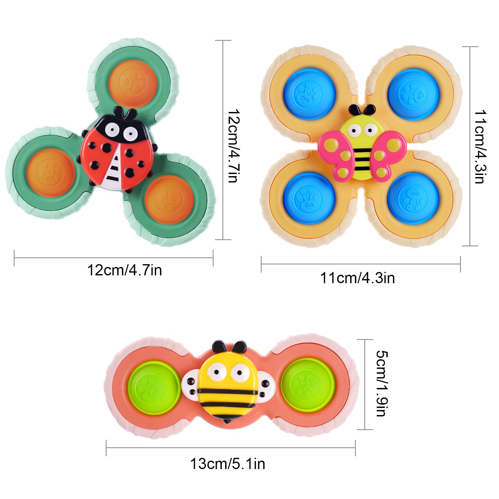 Vicloon 3-Piece Spinning Bath Toys for Kids - BPA-Free Suction Cup Sensory Toys for Babies & Toddlers | Fun Educational Bath Time Learning & Play