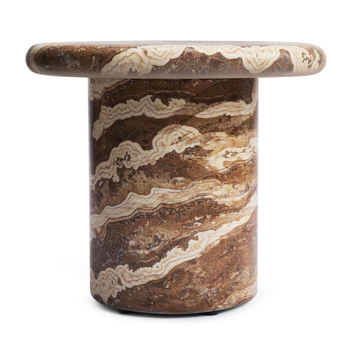 Azzurra Side Table with Tiger Onyx Finish - Modern End Table for Living Room, Bedroom & Office Decor