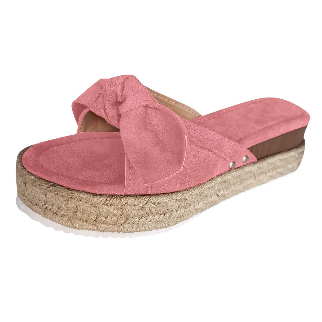 RUIY Women's Casual Wedge Sandals with Bowknot - Open Toe Platform Slippers for Ladies - Perfect for Beach, Summer Outfits & Soccer Mom Comfort