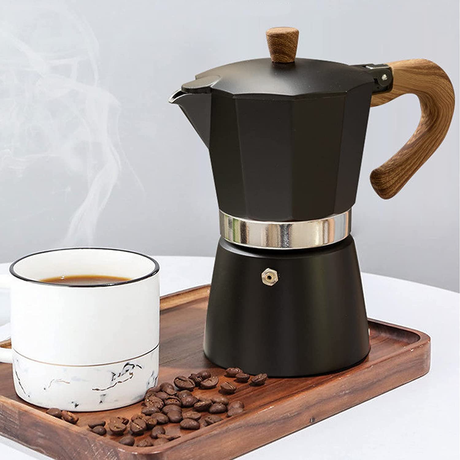 Italian Moka Pot 6-Cup Stovetop Espresso Maker - Perfect for Camping & Home Brewing
