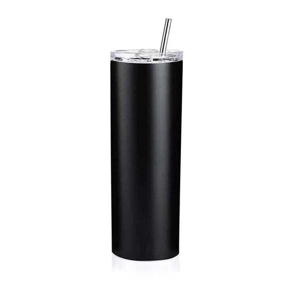 25-Pack 20oz Stainless Steel Skinny Tumbler - Double Wall Vacuum Insulated Water Bottle with Leak-Proof Lid & Straw - Perfect for Travel, Gym, and Office Use