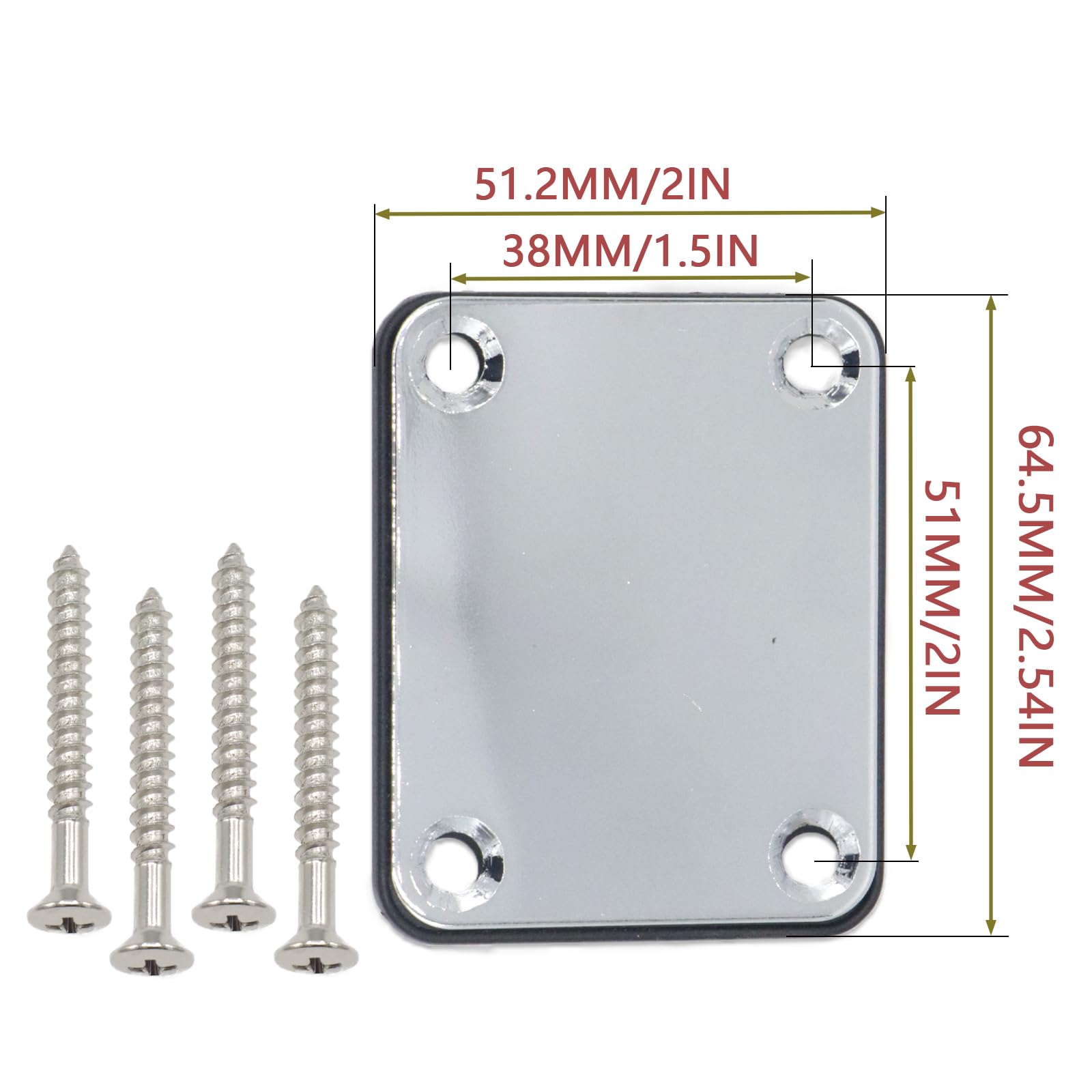 Premium Silver Electric Bass Guitar Neck Plate - Heavy Duty Reinforcement for Fender Style Stratocaster & Telecaster Bass Guitars | Perfect for Guitar Repair, Custom Builds & Instrument Upgrades