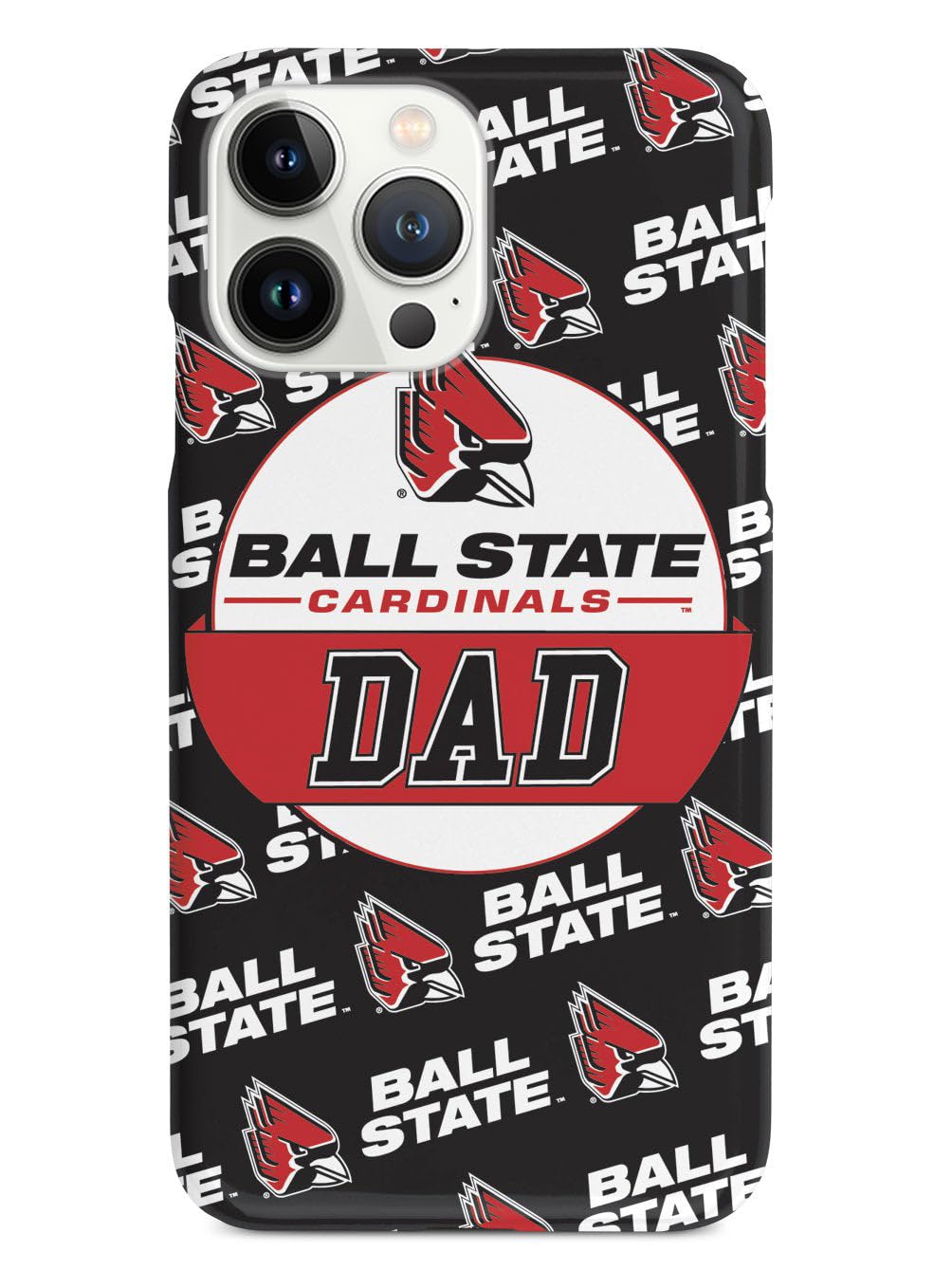 3D Textured iPhone 15 Pro Max Case - Shockproof Rubber Bumper Cover with College Dad & Ball State Cardinals Design - Protective Phone Case for Apple iPhone 15 Pro Max - Perfect for School, Work, and Daily Use