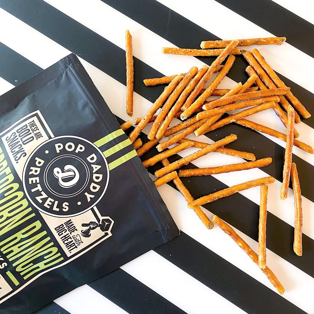 Pop Daddy Flavored Pretzel Sticks - Healthy Gourmet Snack, 7.5oz Bags (Pack of 3), Peppercorn Ranch - Perfect for Office Snacks, Party Favors & On-the-Go Treats