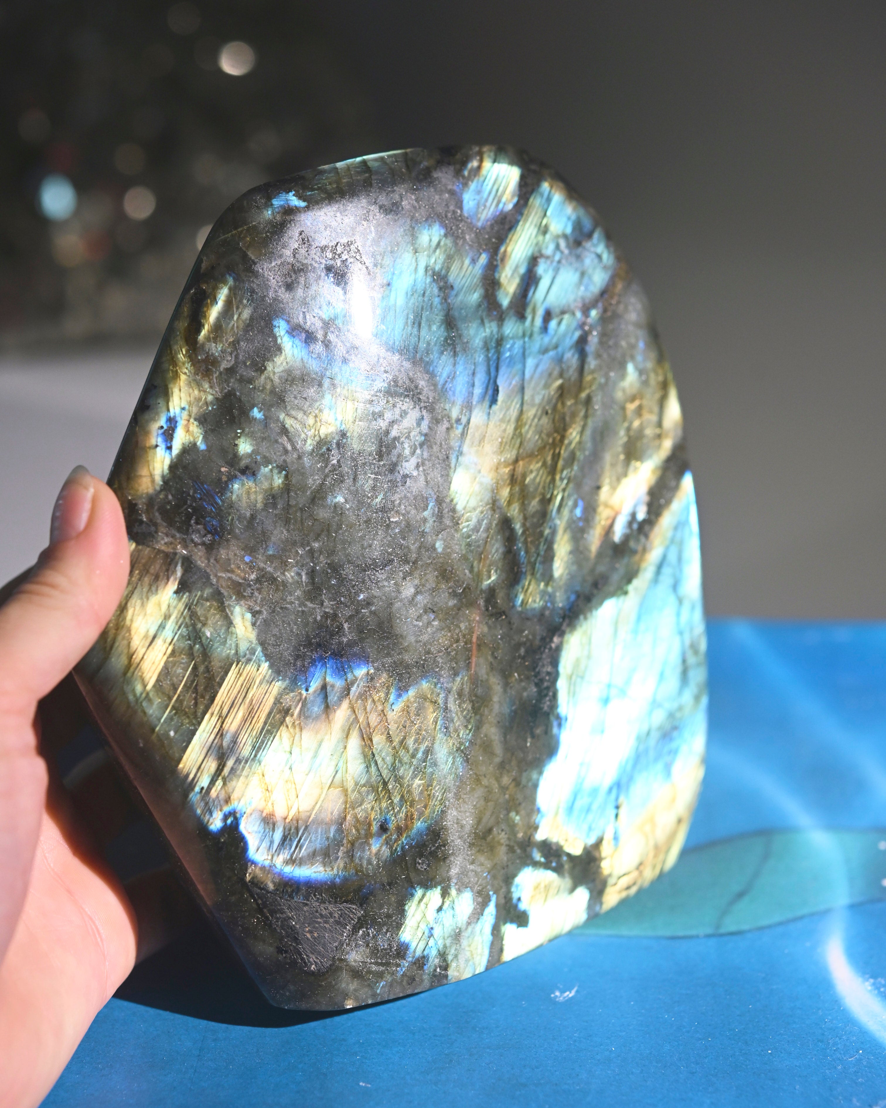 Natural Labradorite Free Form Polished Stone - 6.3 lbs Healing Crystal for Meditation, Home Decor & Spiritual Energy Work