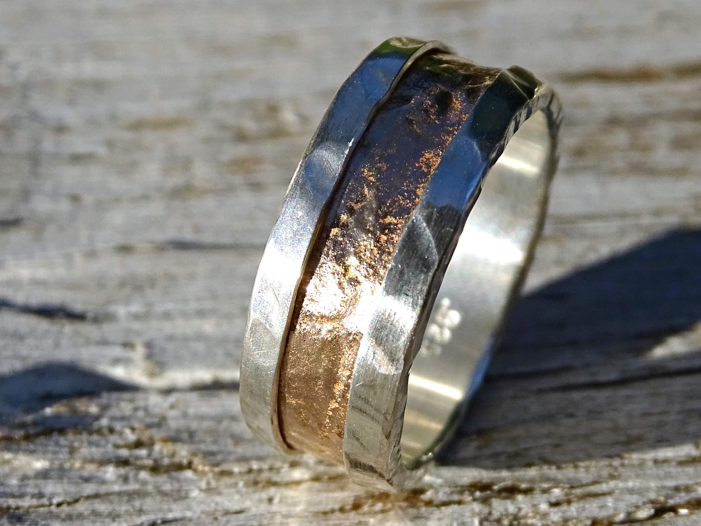 Viking Wedding Band Rose Gold Ring for Men - Molten Gold & Silver Mens Engagement Ring, Durable & Stylish Gift for Him - Perfect for Weddings, Anniversaries & Special Occasions