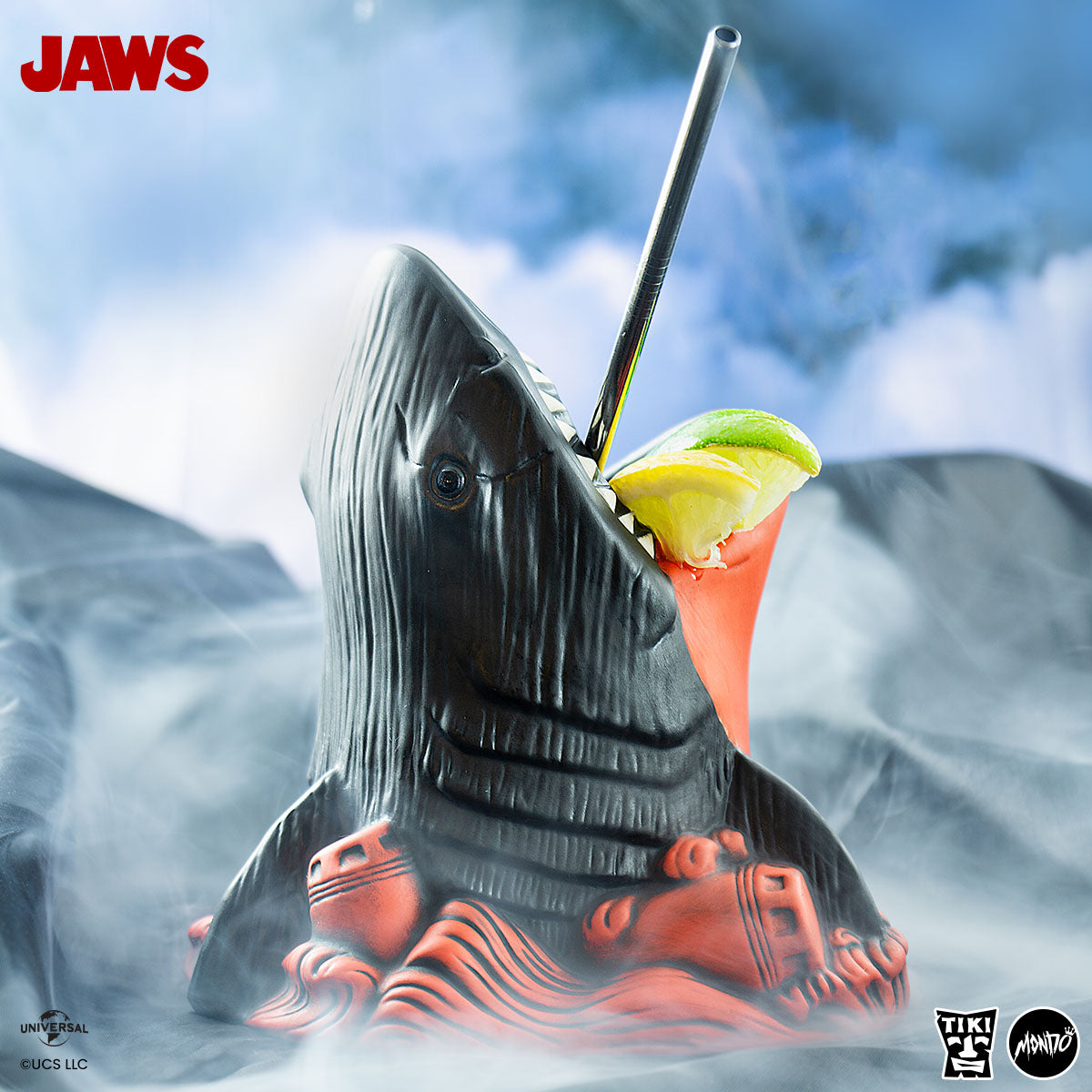 Jaws Tiki Get Out of the Water Variant - Red & Black Collectible Statue for Horror Movie Fans | Perfect for Home Decor, Halloween Party & Movie Themed Gifts