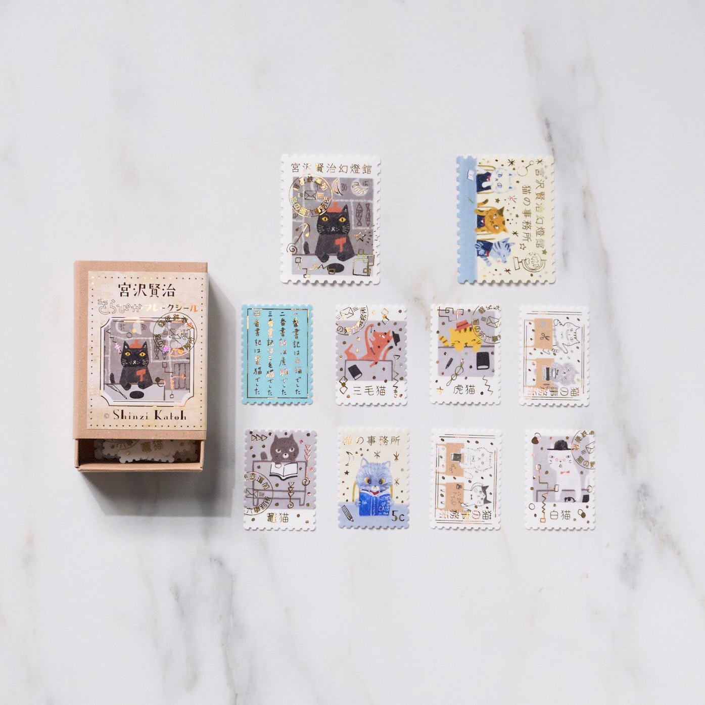 Shinzi Katoh Kirapika Flake Stickers - Kenji Miyazawa Seal Stickers for Scrapbooking, Journaling & DIY Crafts - Cute Japanese Decorative Stickers for Planners, Cards & Gift Wrapping